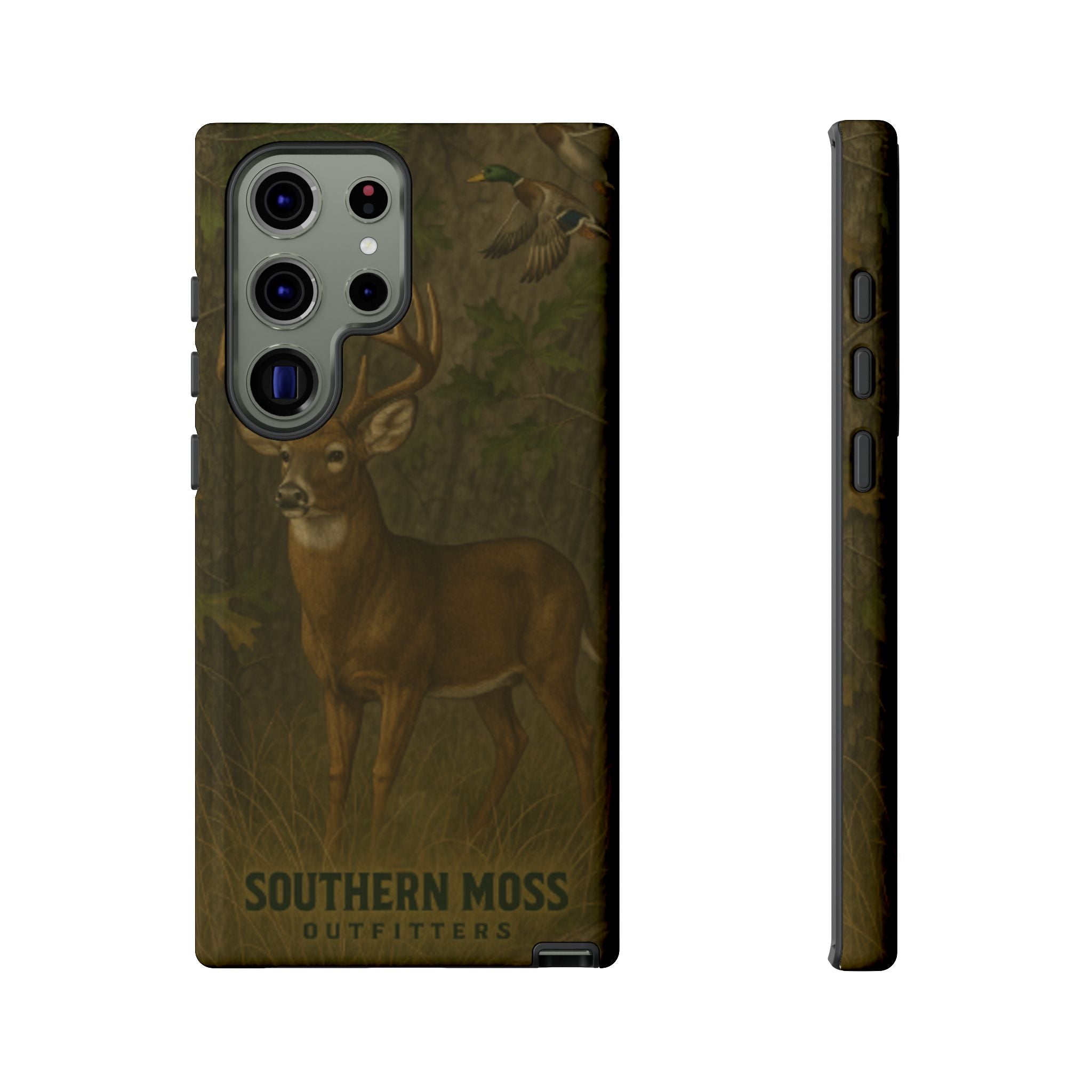 Hunting Phone Case – Deer & Ducks Design | Southern Moss Outfitters | Rugged Camo Outdoor iPhone Case