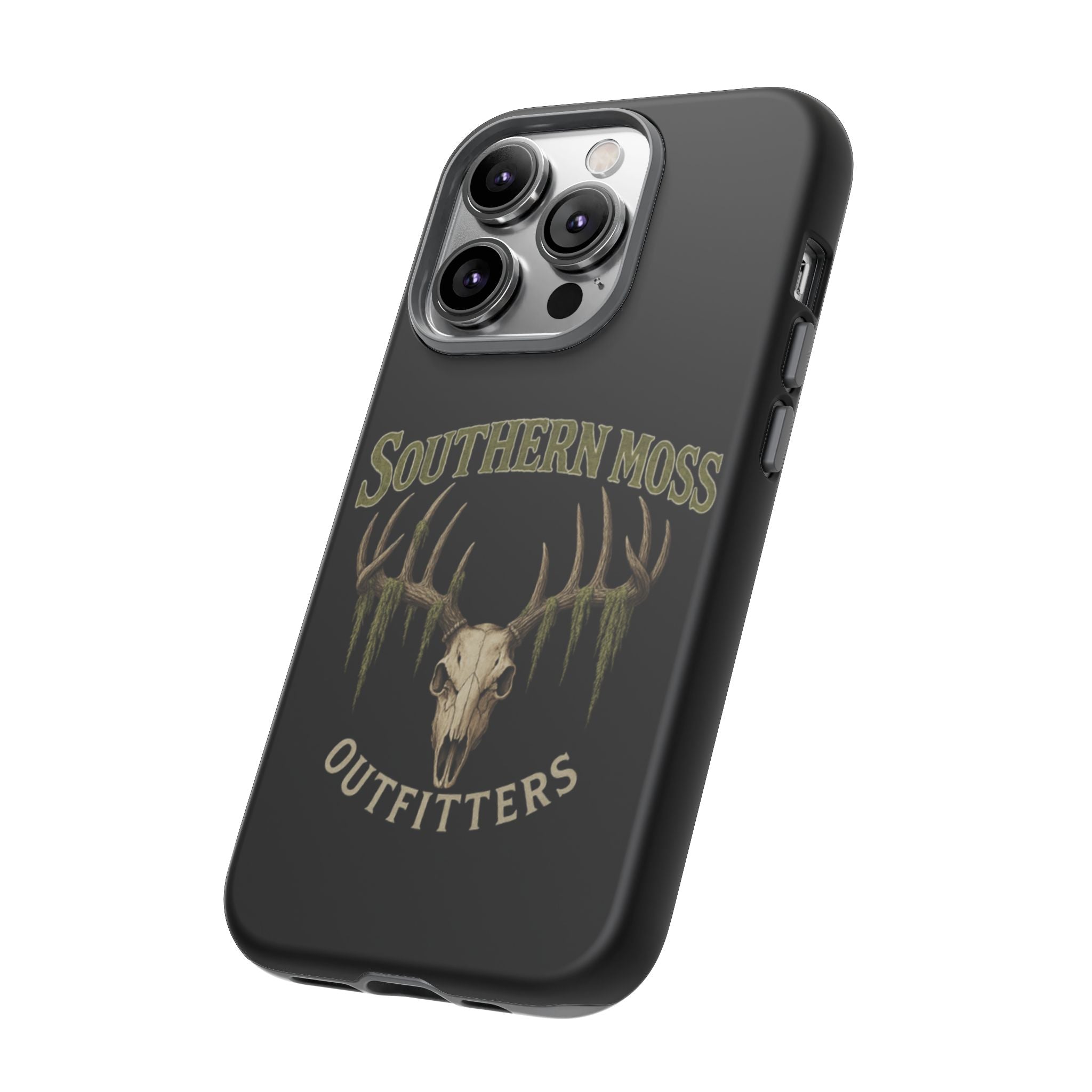 Southern Moss Outfitters Skull Phone Case – Rugged Deer Antler Design, Outdoor Gear, Hunting Accessories, Rustic Style, Gift for Adventurers