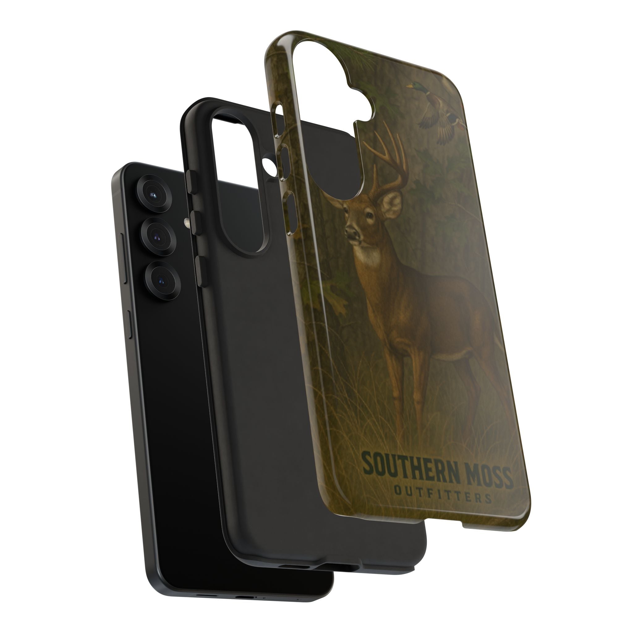 Hunting Phone Case – Deer & Ducks Design | Southern Moss Outfitters | Rugged Camo Outdoor iPhone Case