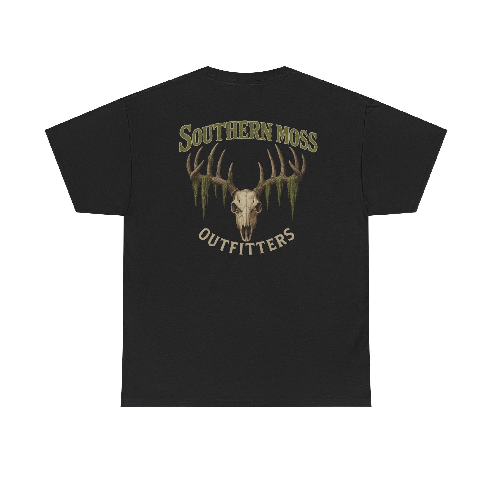 Southern Moss Outfitters Vintage Deer Skull Logo T-Shirt – Rugged Outdoor Lifestyle Tee, Casual Wear, Hunting Shirt, Outdoor Adventure, Gift for Nature Lovers