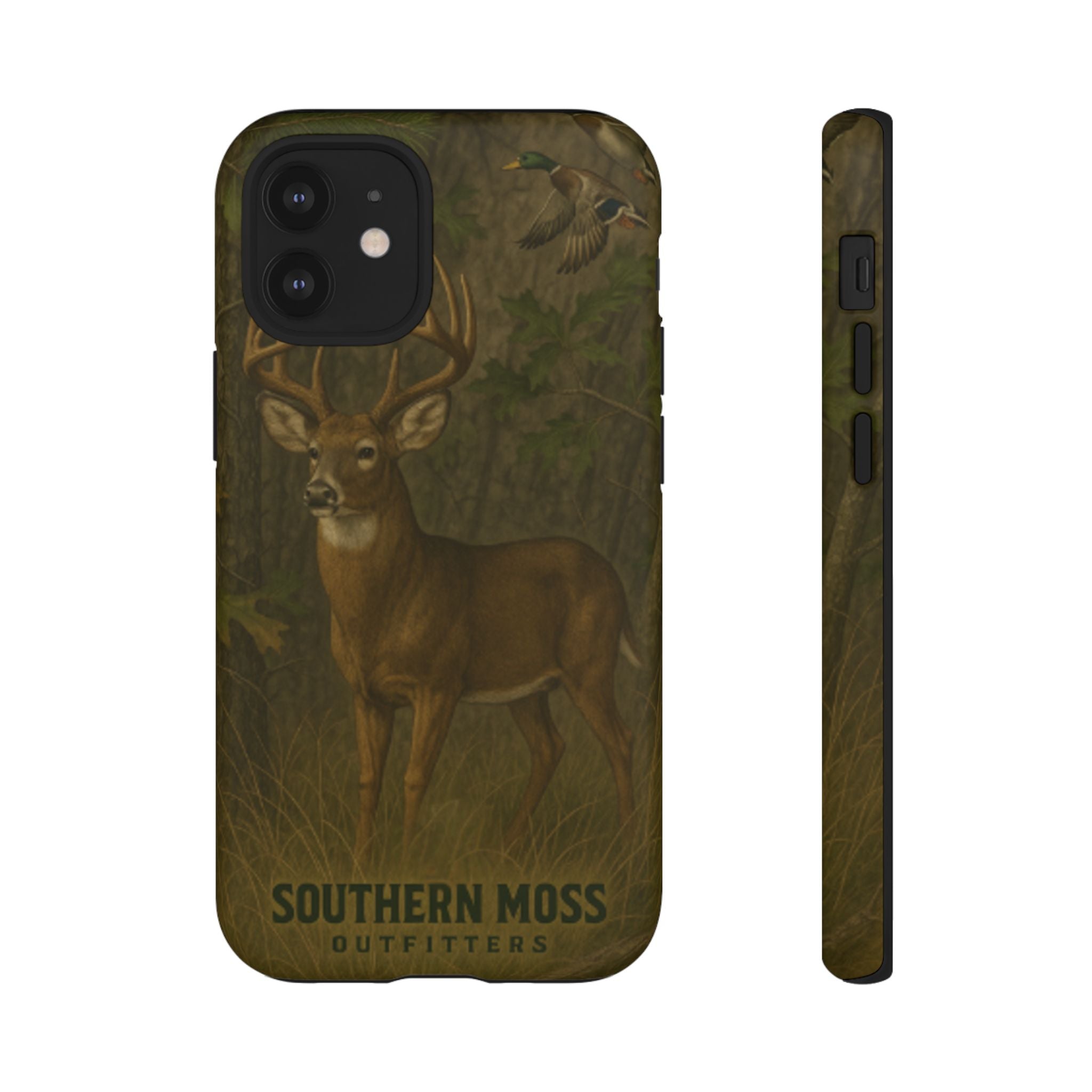 Hunting Phone Case – Deer & Ducks Design | Southern Moss Outfitters | Rugged Camo Outdoor iPhone Case
