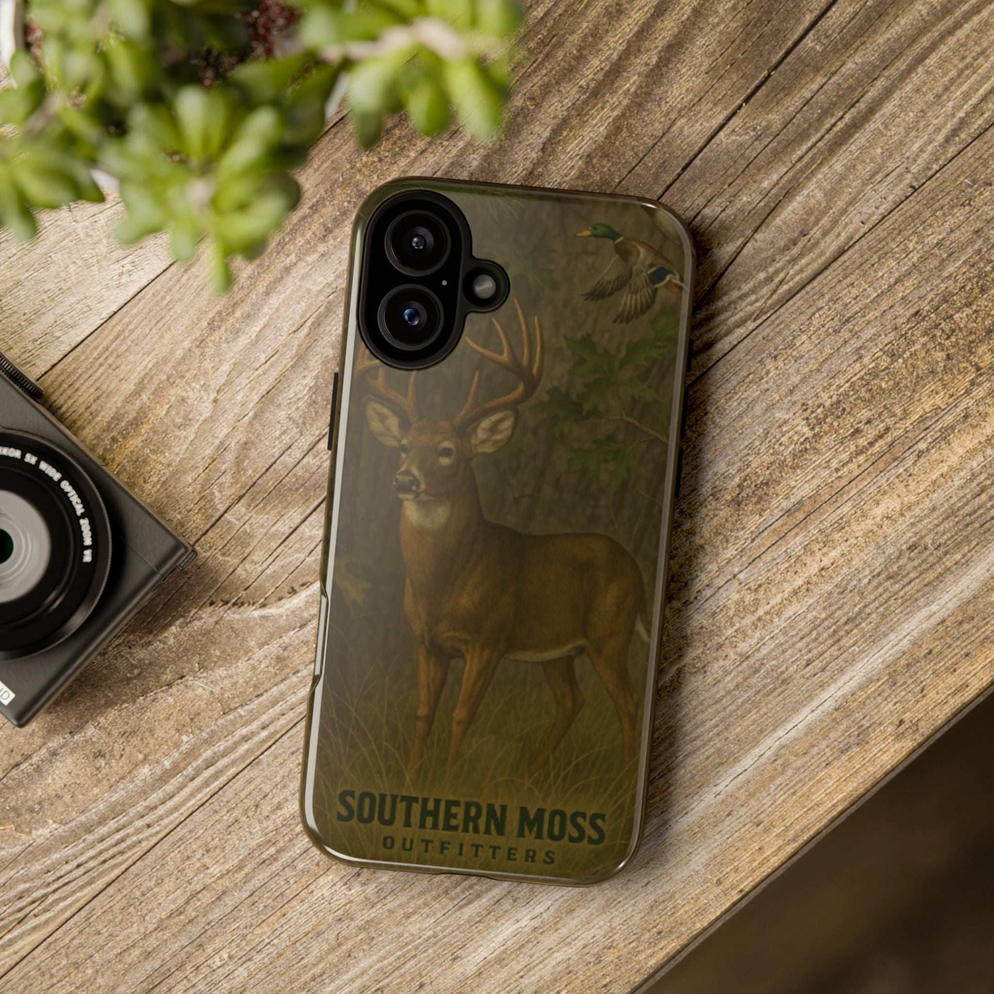 Hunting Phone Case – Deer & Ducks Design | Southern Moss Outfitters | Rugged Camo Outdoor iPhone Case