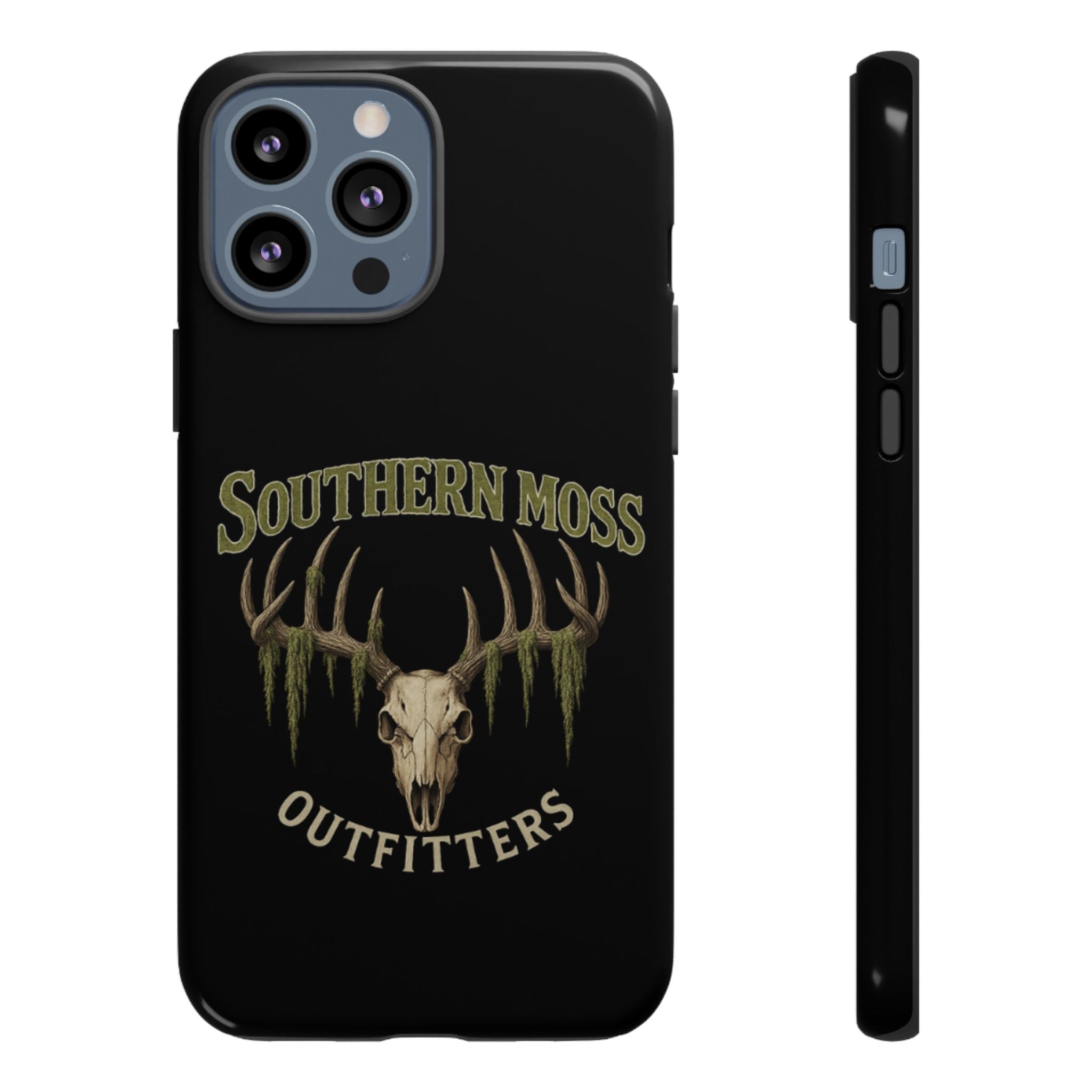 Southern Moss Outfitters Skull Phone Case – Rugged Deer Antler Design, Outdoor Gear, Hunting Accessories, Rustic Style, Gift for Adventurers