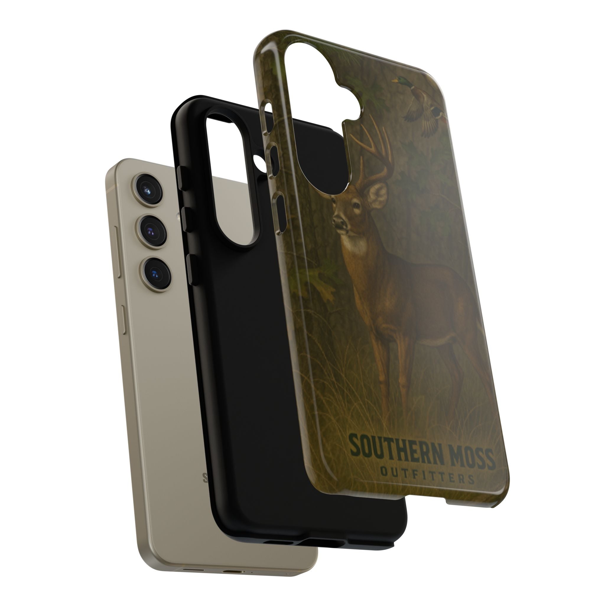 Hunting Phone Case – Deer & Ducks Design | Southern Moss Outfitters | Rugged Camo Outdoor iPhone Case