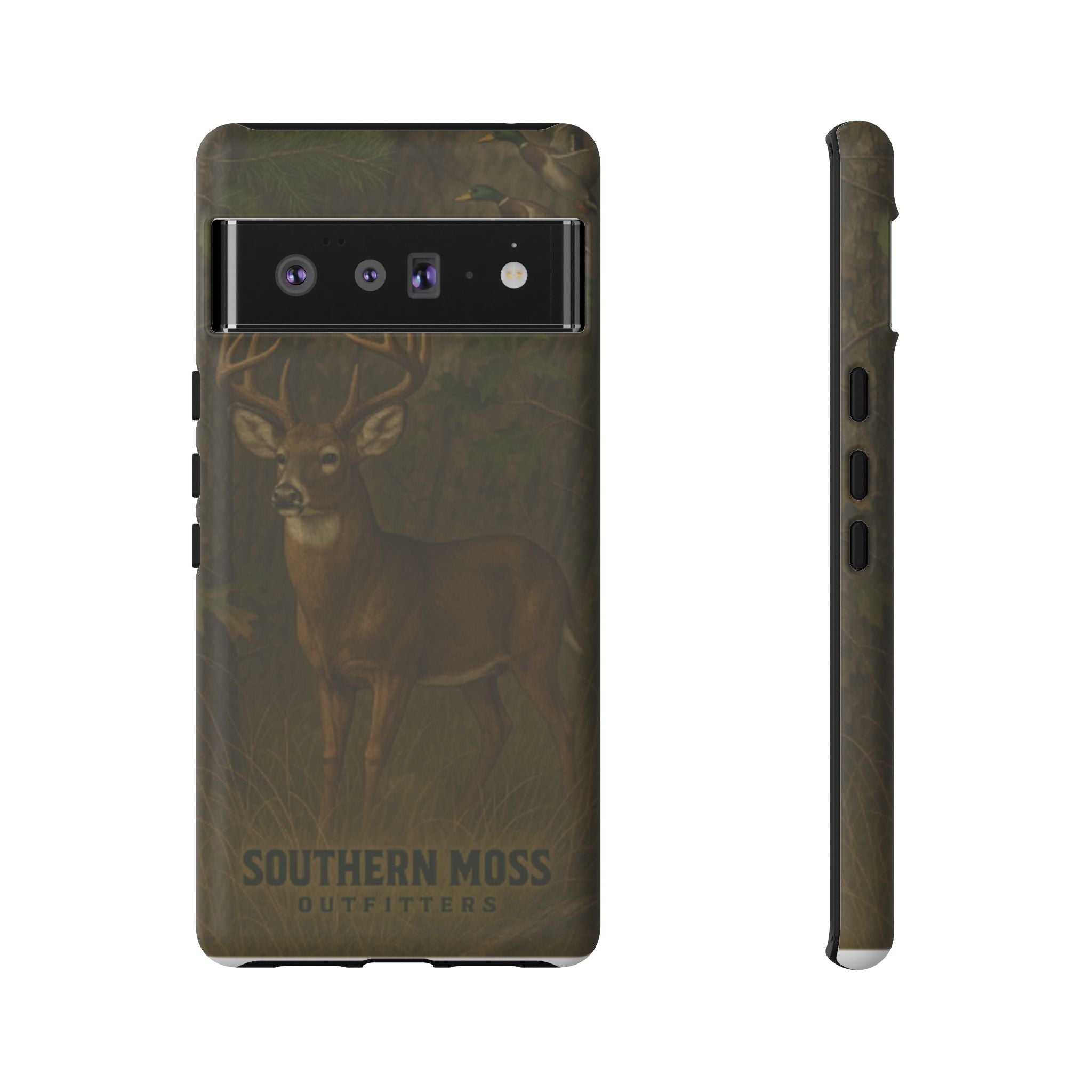 Hunting Phone Case – Deer & Ducks Design | Southern Moss Outfitters | Rugged Camo Outdoor iPhone Case