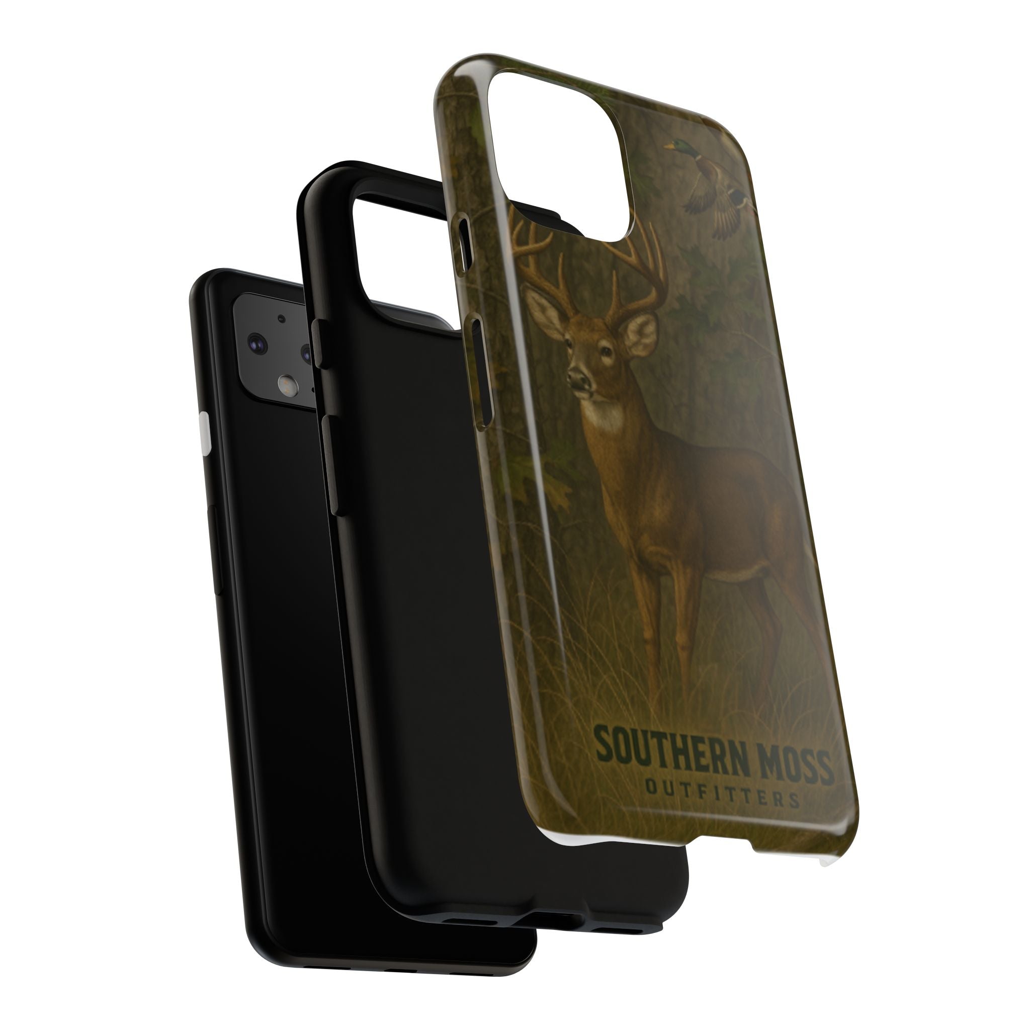 Hunting Phone Case – Deer & Ducks Design | Southern Moss Outfitters | Rugged Camo Outdoor iPhone Case