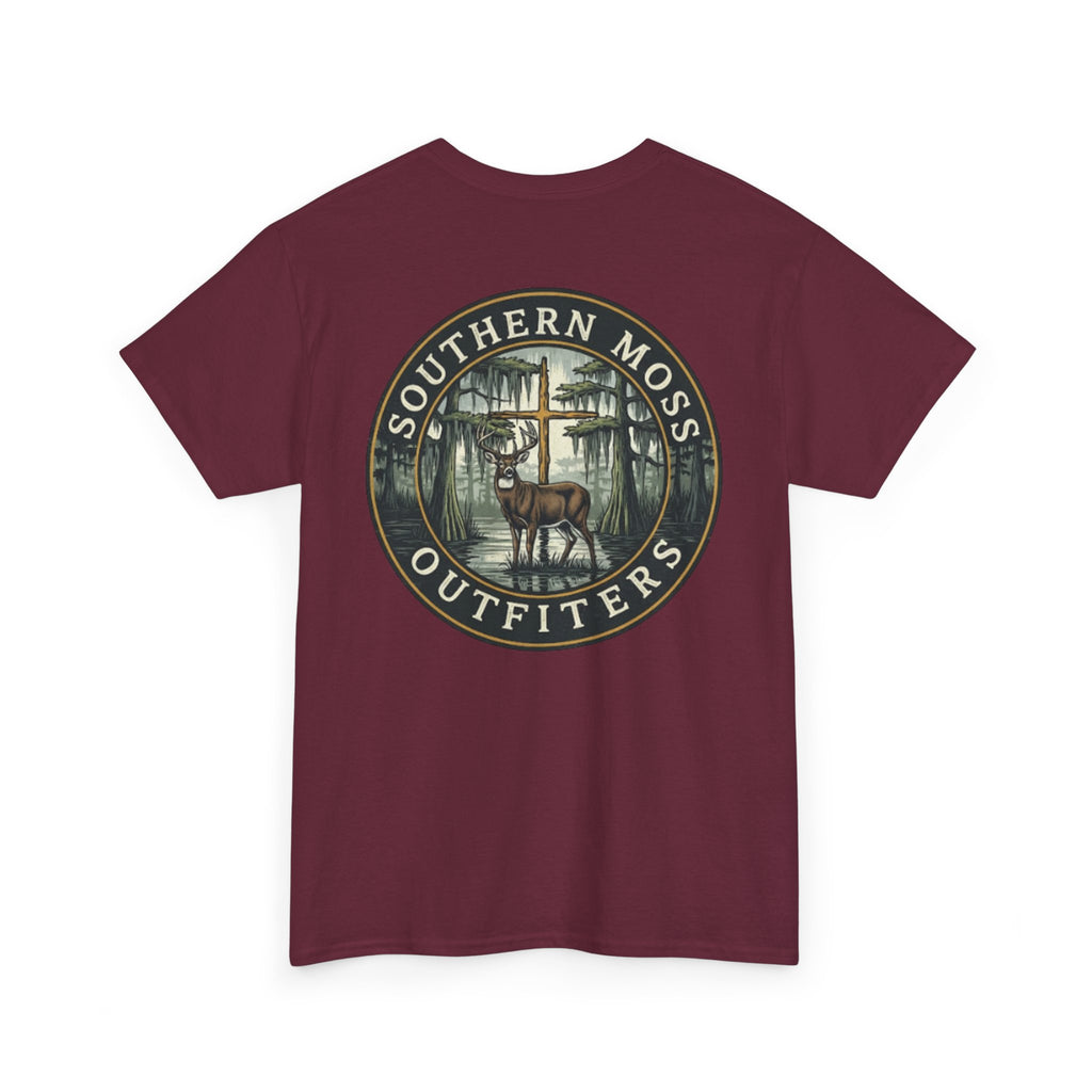 Southern Moss Outfitters Faith & Outdoors Tee Deer, Cross, Church Design, Casual Wear, Outdoor Apparel, Gift for Nature Lovers, Wildlife Tee