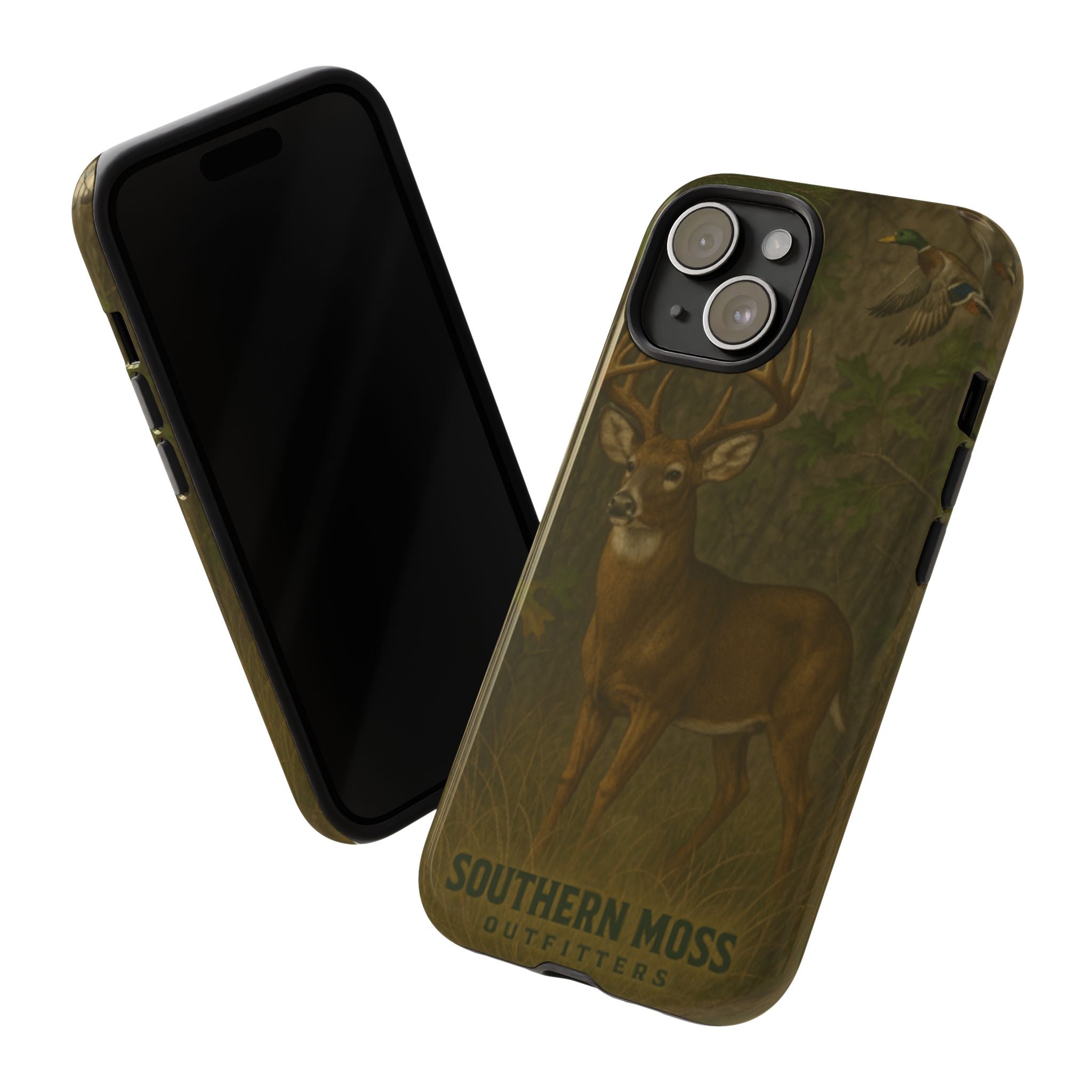 Hunting Phone Case – Deer & Ducks Design | Southern Moss Outfitters | Rugged Camo Outdoor iPhone Case