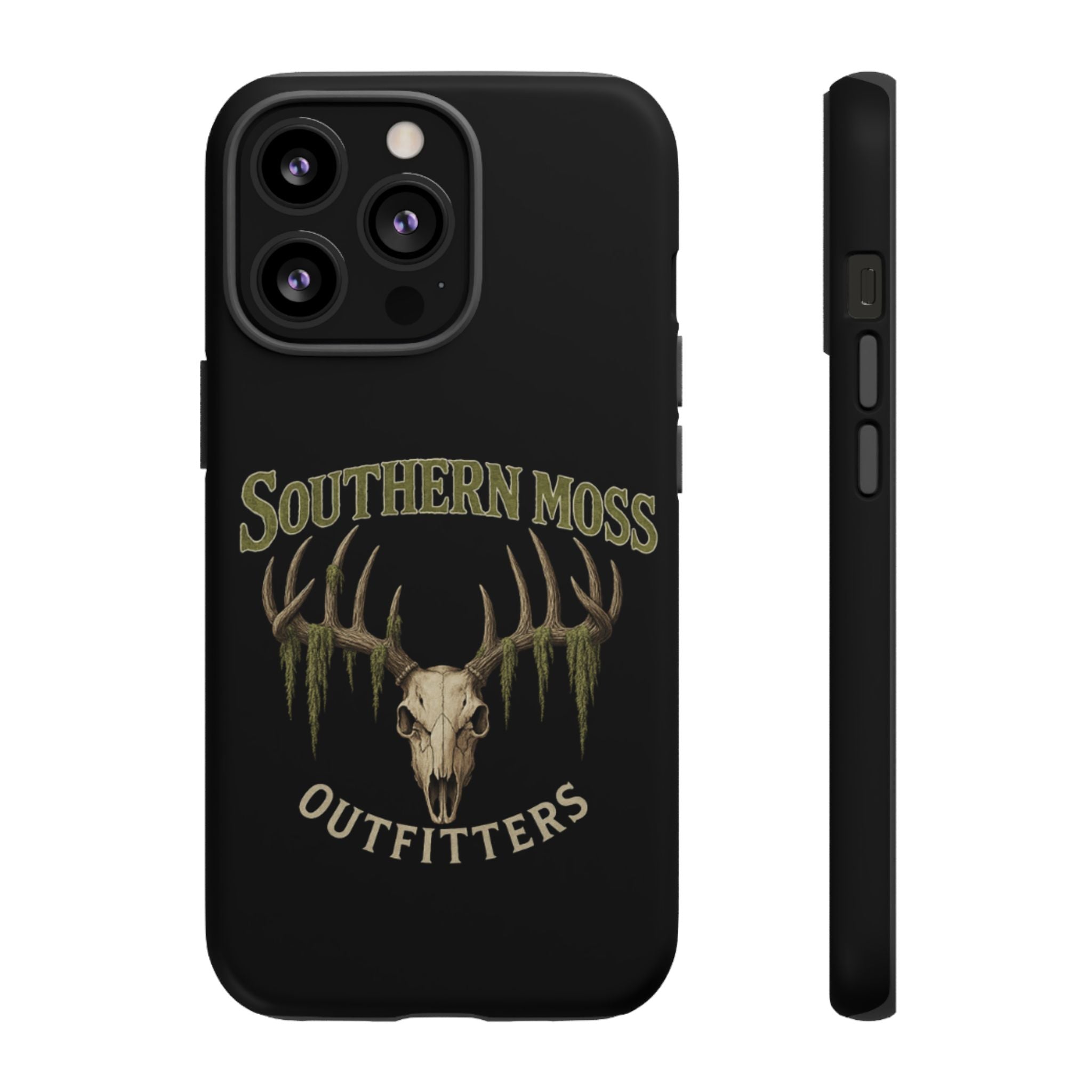 Southern Moss Outfitters Skull Phone Case – Rugged Deer Antler Design, Outdoor Gear, Hunting Accessories, Rustic Style, Gift for Adventurers