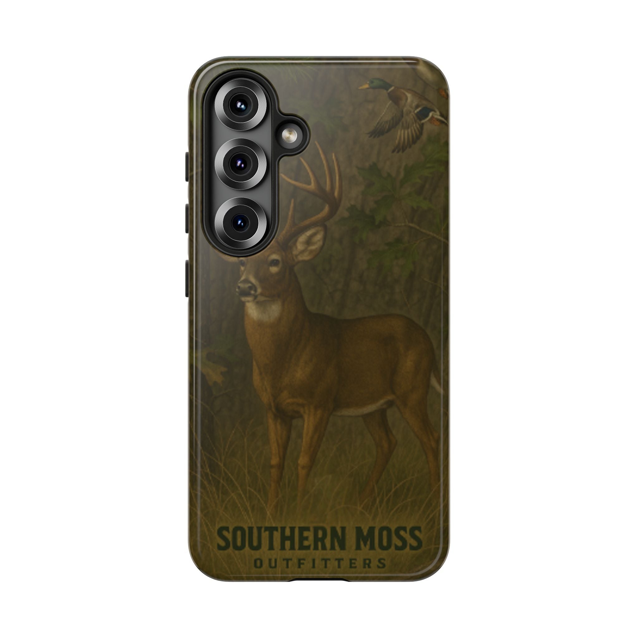 Hunting Phone Case – Deer & Ducks Design | Southern Moss Outfitters | Rugged Camo Outdoor iPhone Case