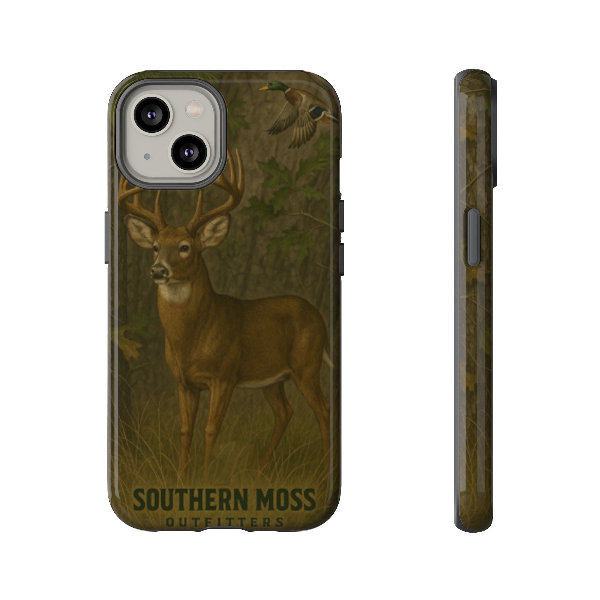 Hunting Phone Case – Deer & Ducks Design | Southern Moss Outfitters | Rugged Camo Outdoor iPhone Case