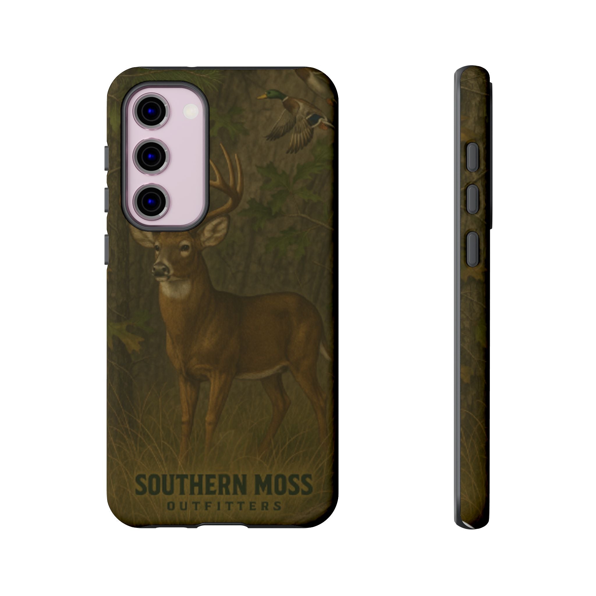 Hunting Phone Case – Deer & Ducks Design | Southern Moss Outfitters | Rugged Camo Outdoor iPhone Case