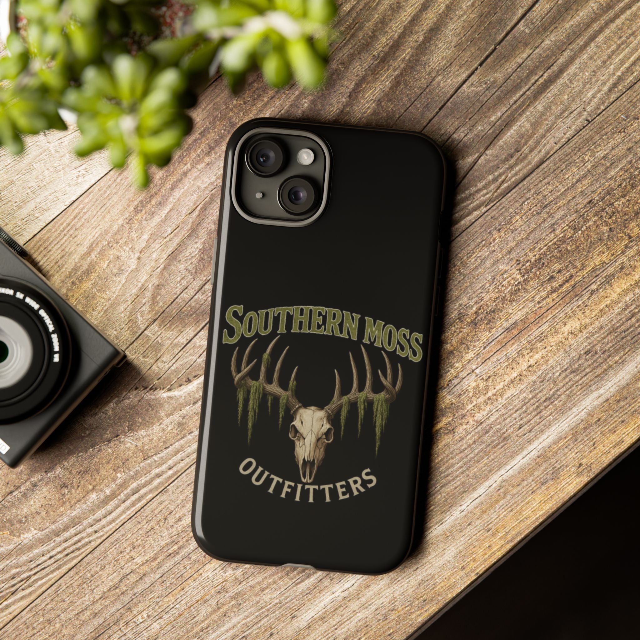 Southern Moss Outfitters Skull Phone Case – Rugged Deer Antler Design, Outdoor Gear, Hunting Accessories, Rustic Style, Gift for Adventurers