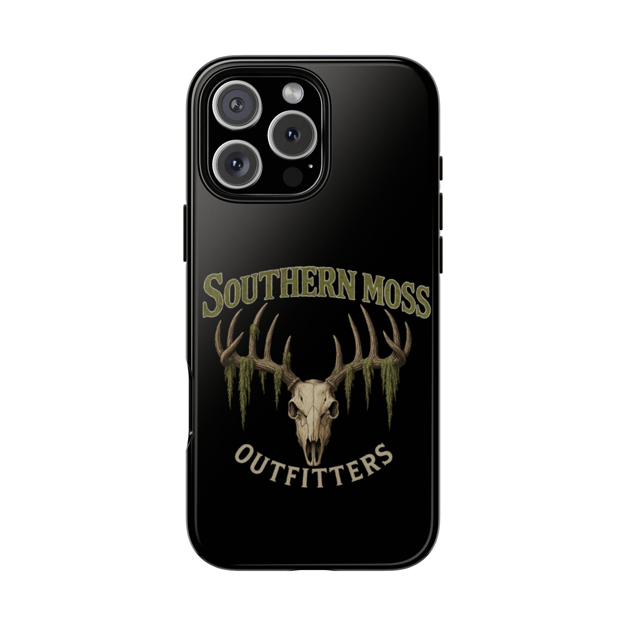 Southern Moss Outfitters Skull Phone Case – Rugged Deer Antler Design, Outdoor Gear, Hunting Accessories, Rustic Style, Gift for Adventurers