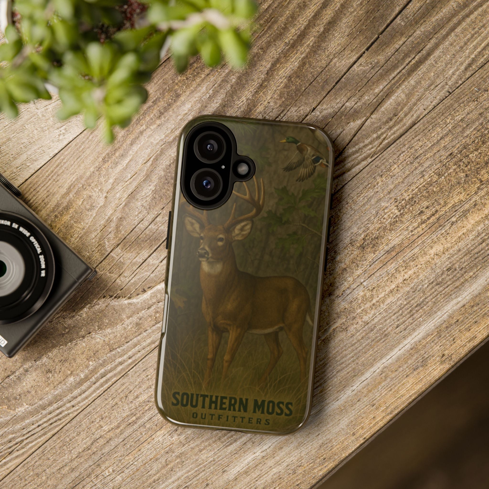 Hunting Phone Case – Deer & Ducks Design | Southern Moss Outfitters | Rugged Camo Outdoor iPhone Case