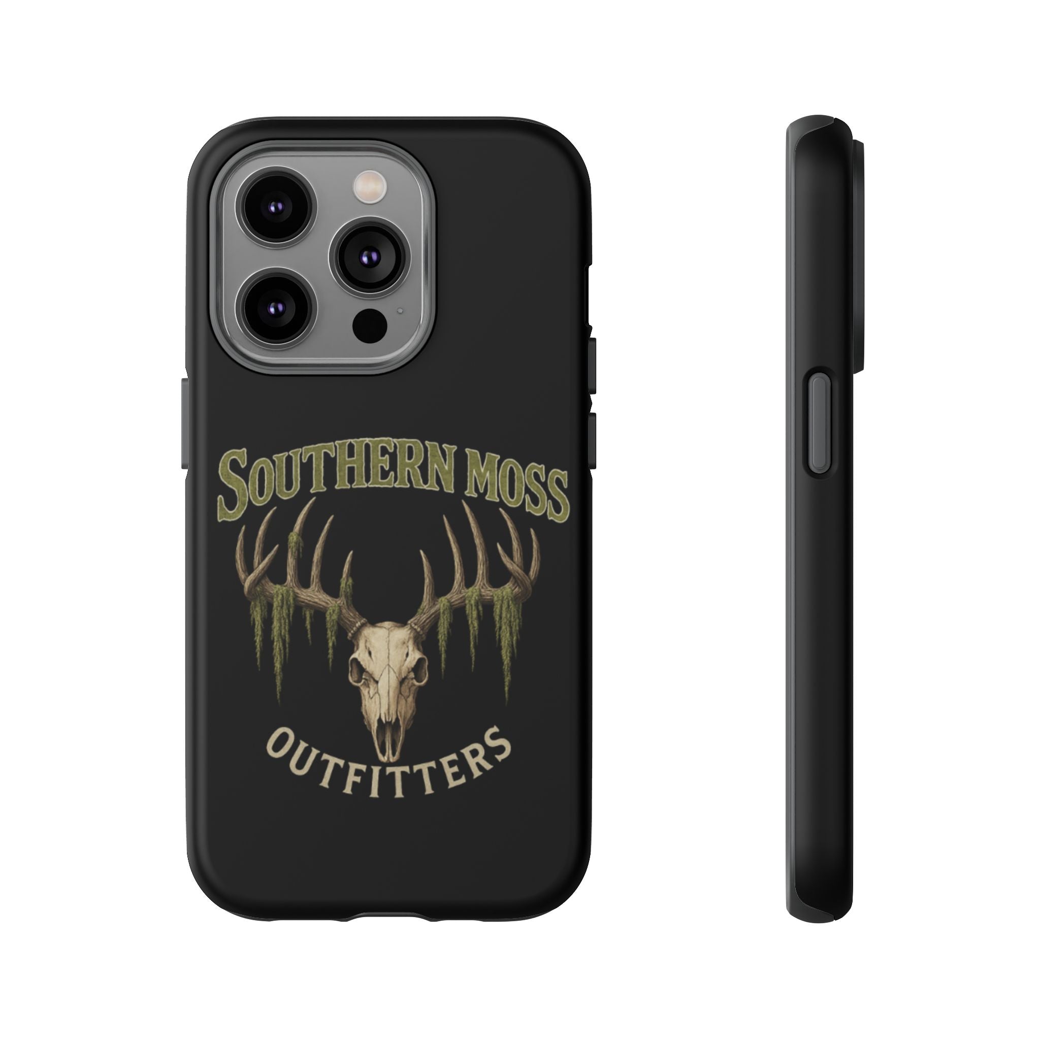 Southern Moss Outfitters Skull Phone Case – Rugged Deer Antler Design, Outdoor Gear, Hunting Accessories, Rustic Style, Gift for Adventurers