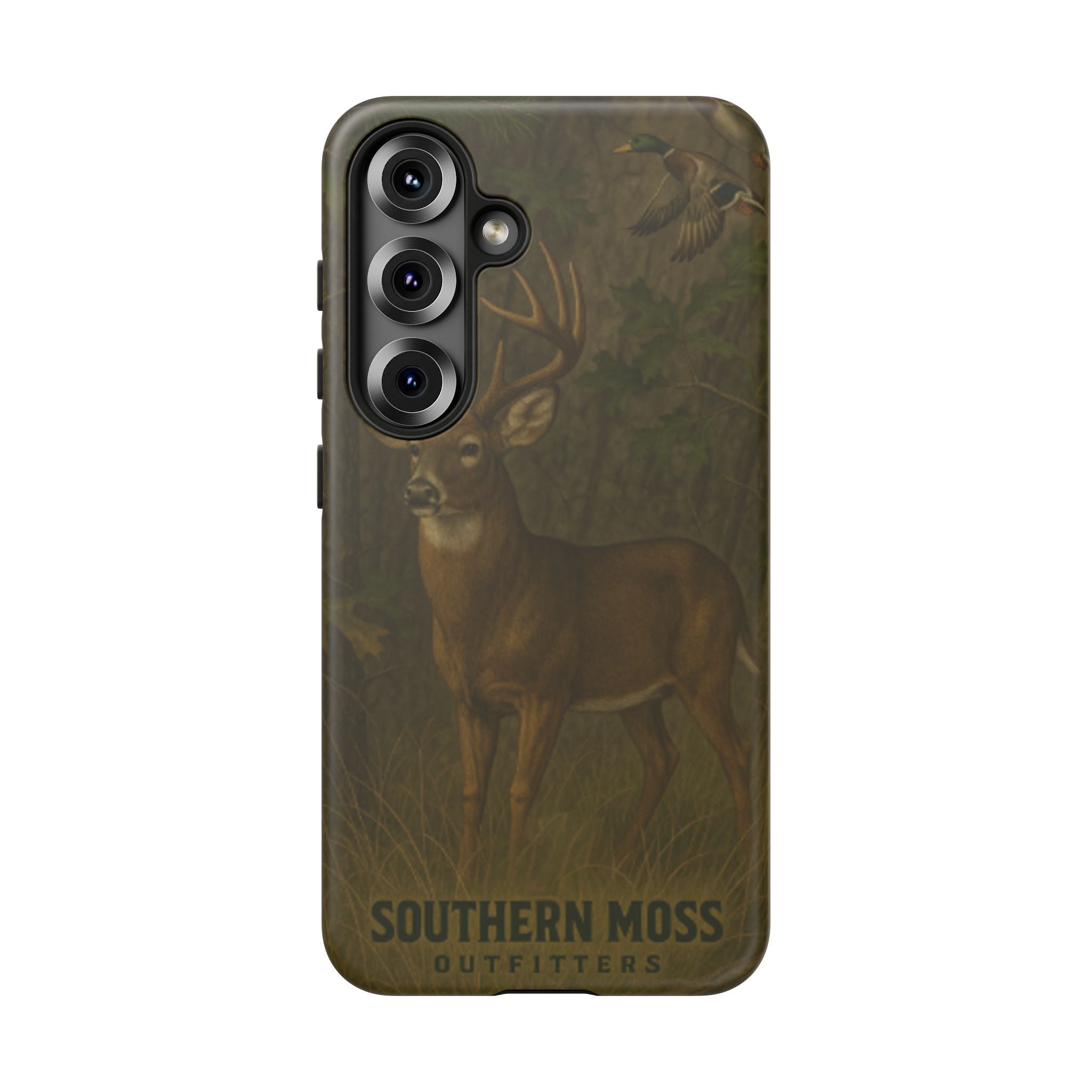 Hunting Phone Case – Deer & Ducks Design | Southern Moss Outfitters | Rugged Camo Outdoor iPhone Case