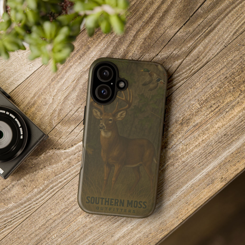 Hunting Phone Case – Deer & Ducks Design | Southern Moss Outfitters | Rugged Camo Outdoor iPhone Case