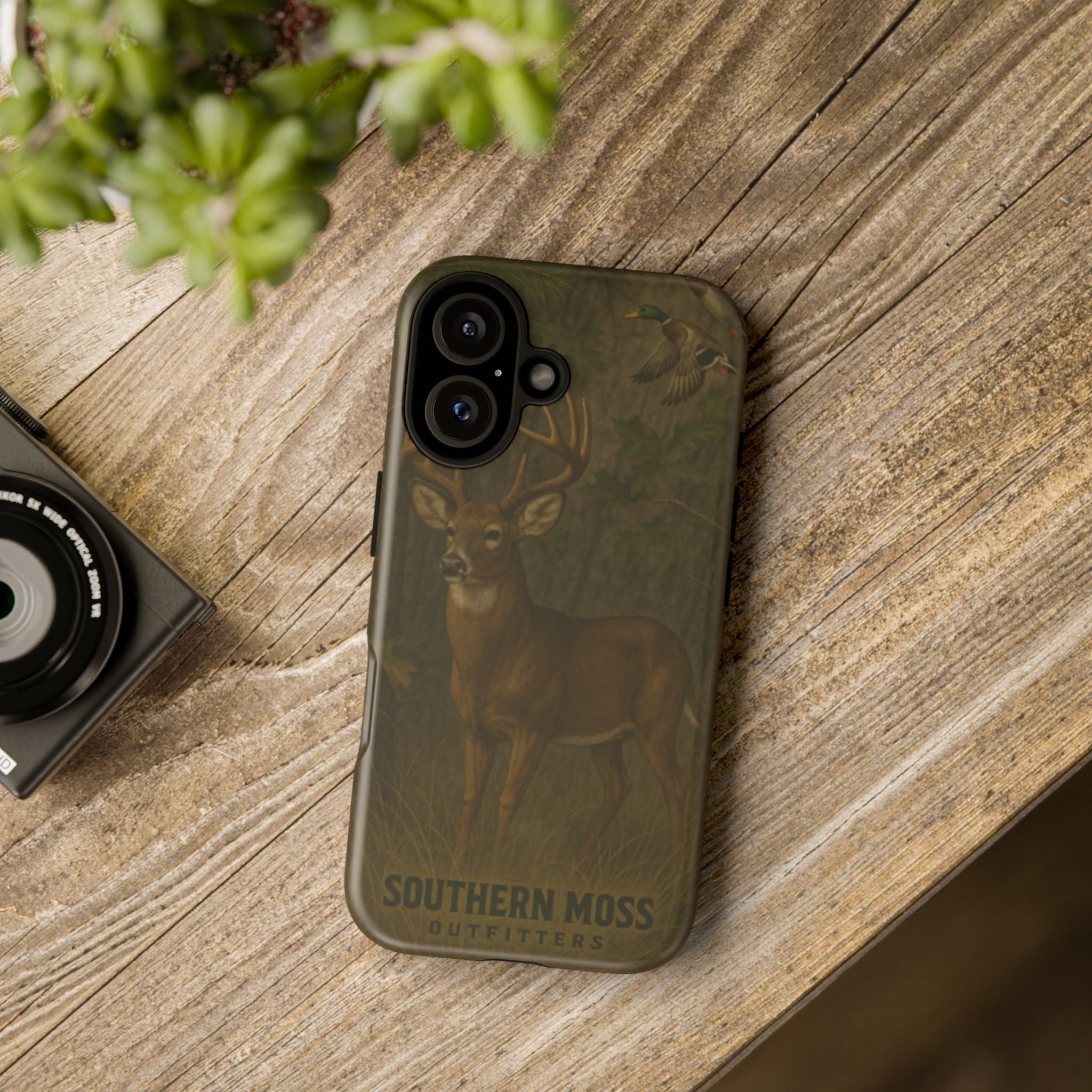 Hunting Phone Case – Deer & Ducks Design | Southern Moss Outfitters | Rugged Camo Outdoor iPhone Case