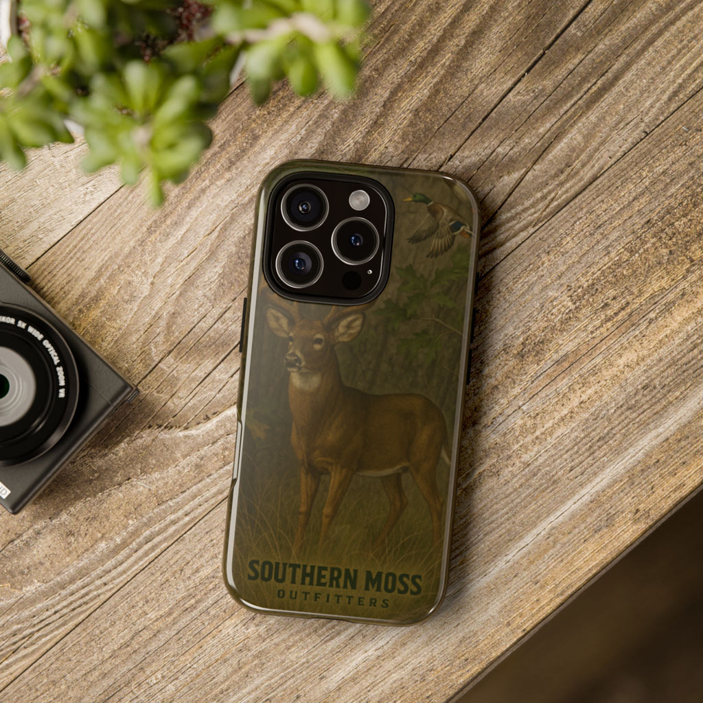 Hunting Phone Case – Deer & Ducks Design | Southern Moss Outfitters | Rugged Camo Outdoor iPhone Case