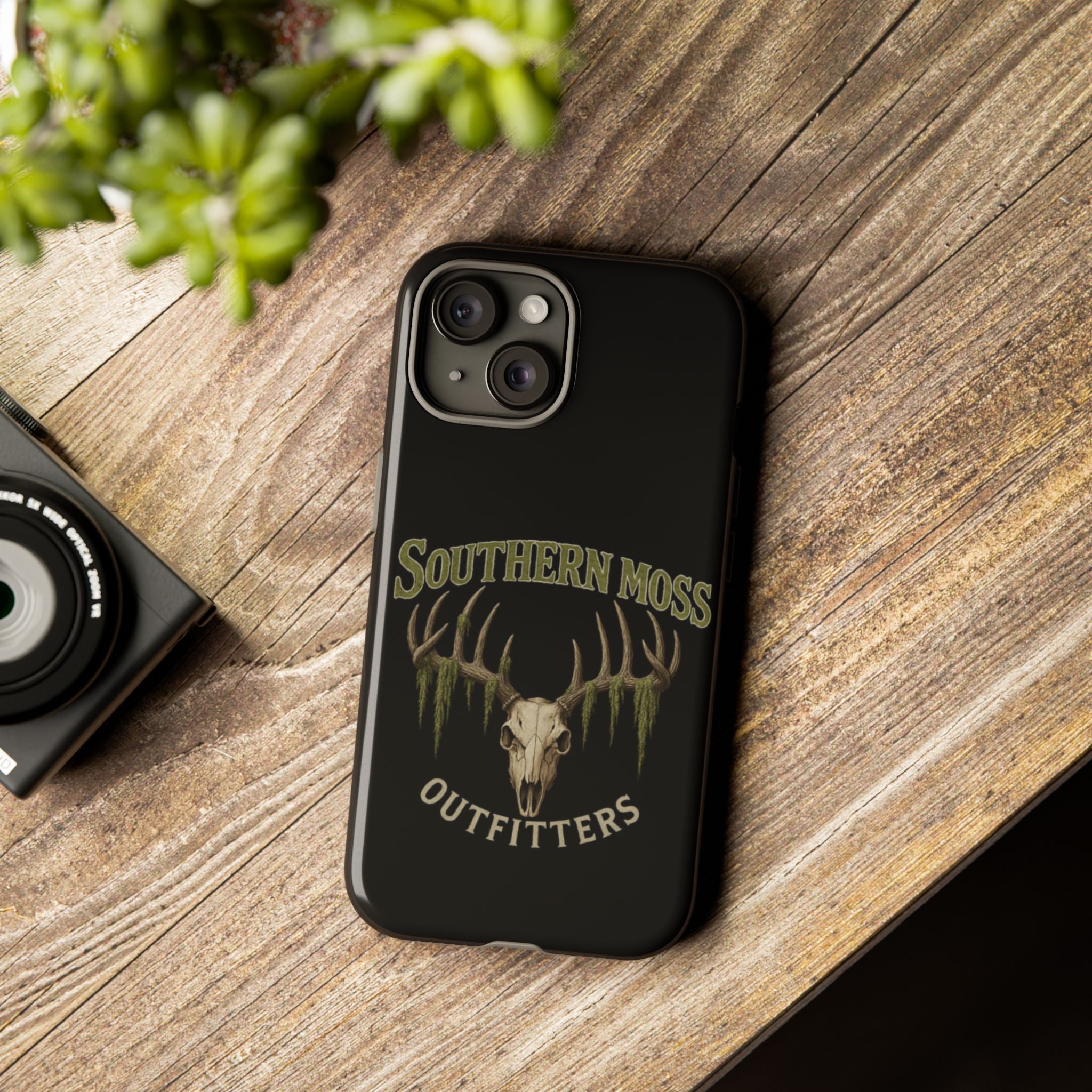 Southern Moss Outfitters Skull Phone Case – Rugged Deer Antler Design, Outdoor Gear, Hunting Accessories, Rustic Style, Gift for Adventurers