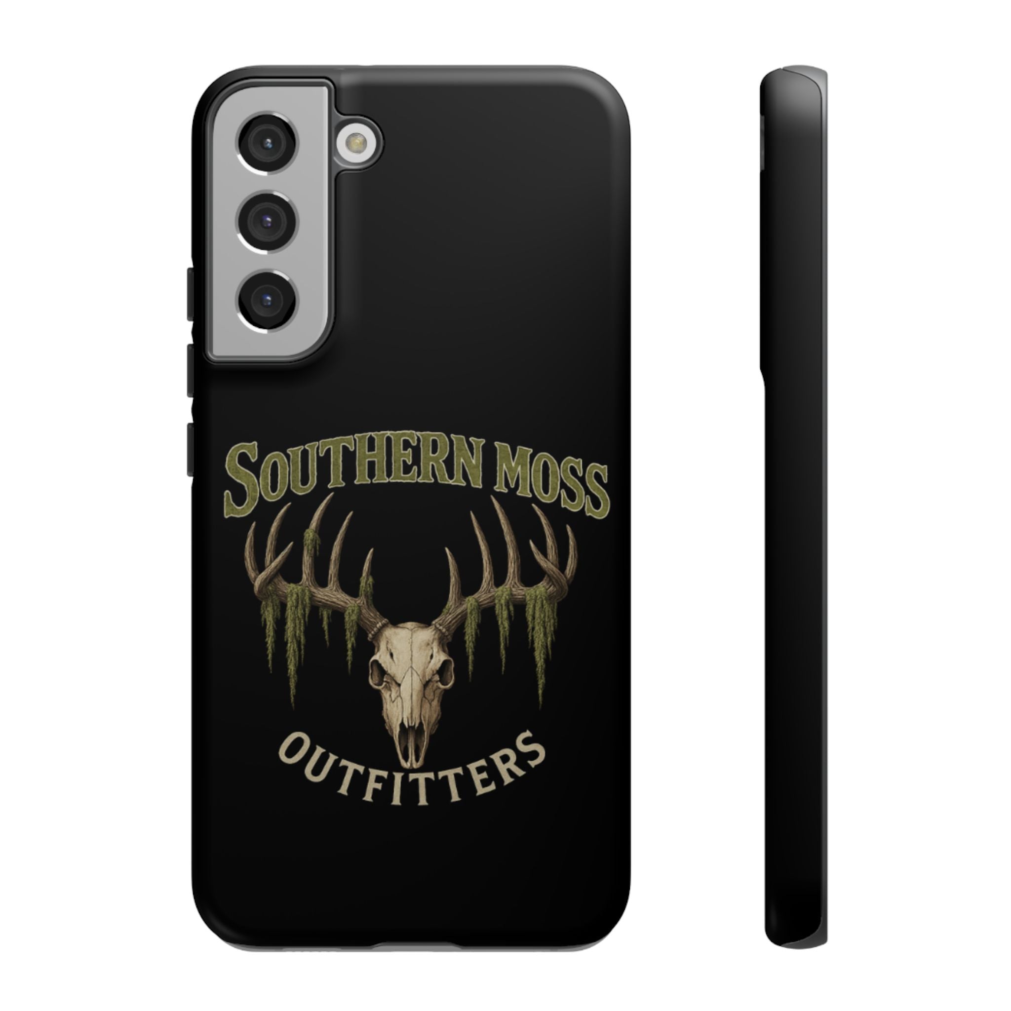 Southern Moss Outfitters Skull Phone Case – Rugged Deer Antler Design, Outdoor Gear, Hunting Accessories, Rustic Style, Gift for Adventurers