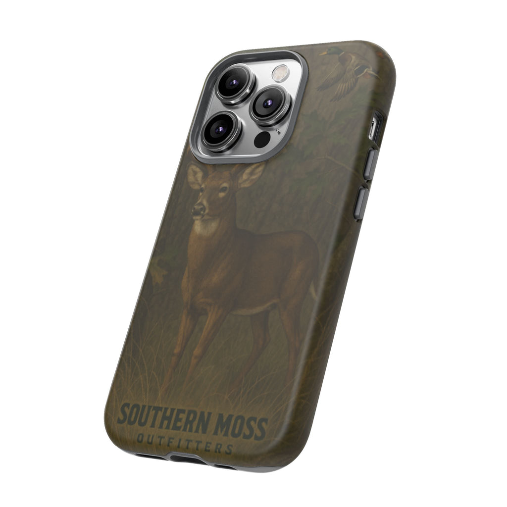 Hunting Phone Case – Deer & Ducks Design | Southern Moss Outfitters | Rugged Camo Outdoor iPhone Case
