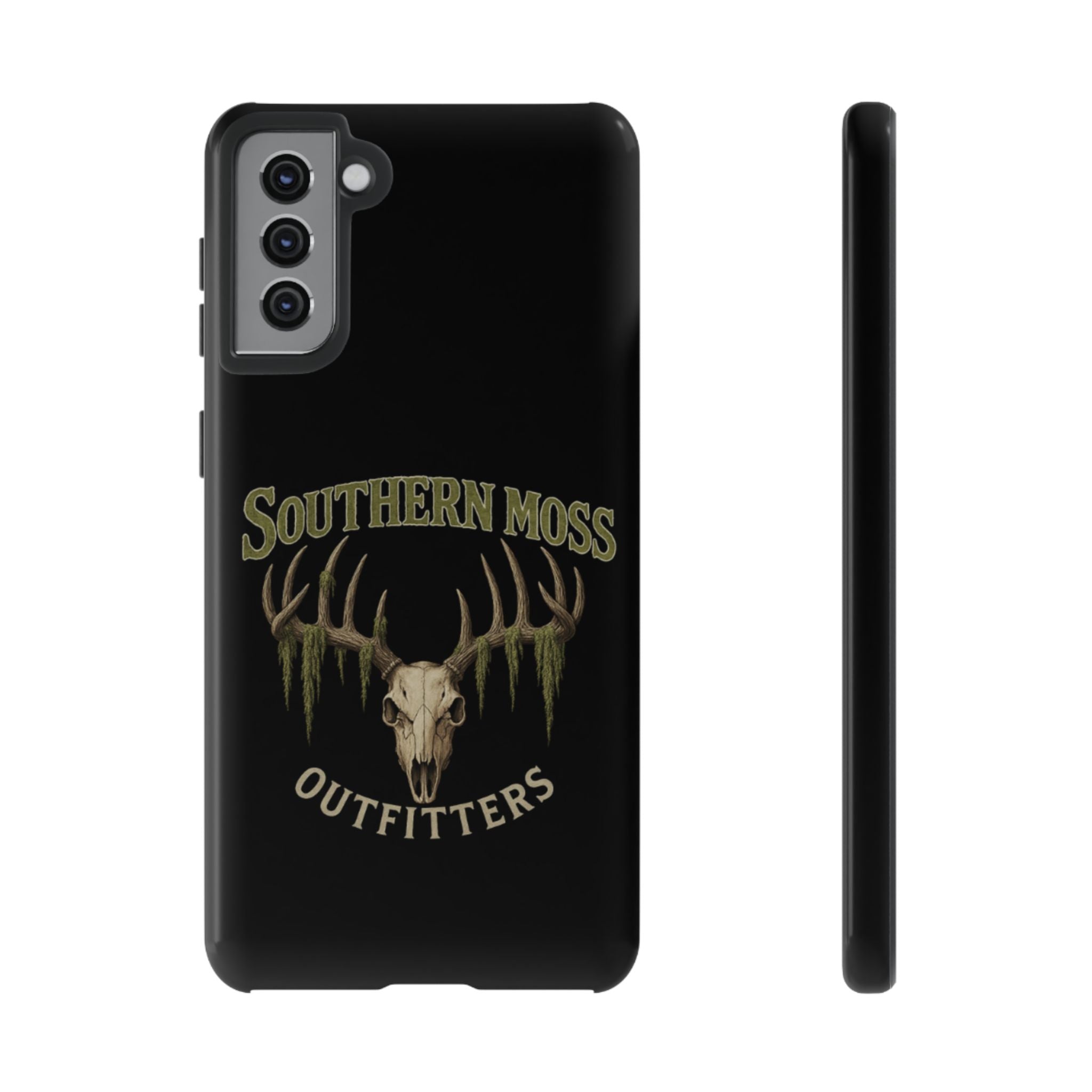Southern Moss Outfitters Skull Phone Case – Rugged Deer Antler Design, Outdoor Gear, Hunting Accessories, Rustic Style, Gift for Adventurers