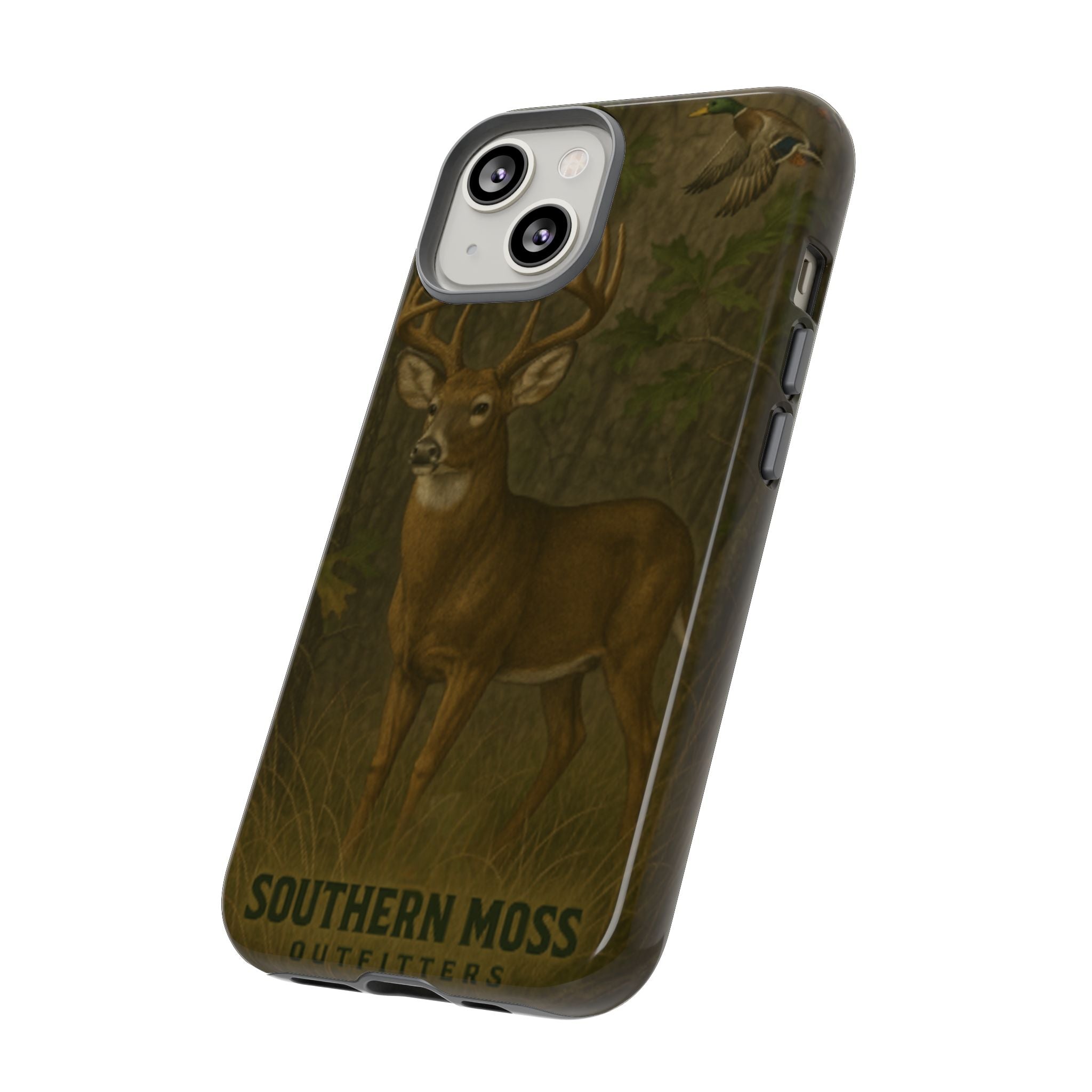 Hunting Phone Case – Deer & Ducks Design | Southern Moss Outfitters | Rugged Camo Outdoor iPhone Case