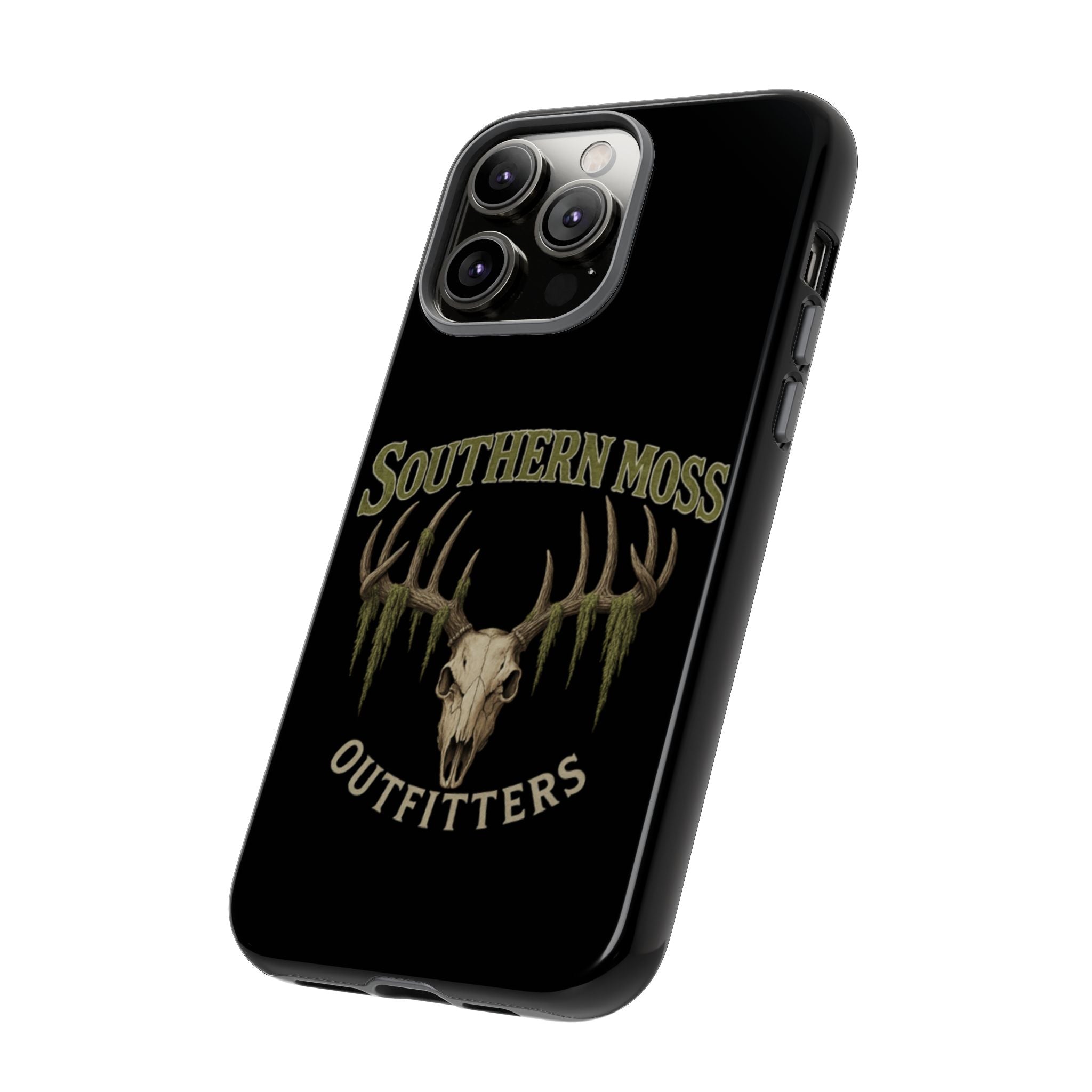 Southern Moss Outfitters Skull Phone Case – Rugged Deer Antler Design, Outdoor Gear, Hunting Accessories, Rustic Style, Gift for Adventurers