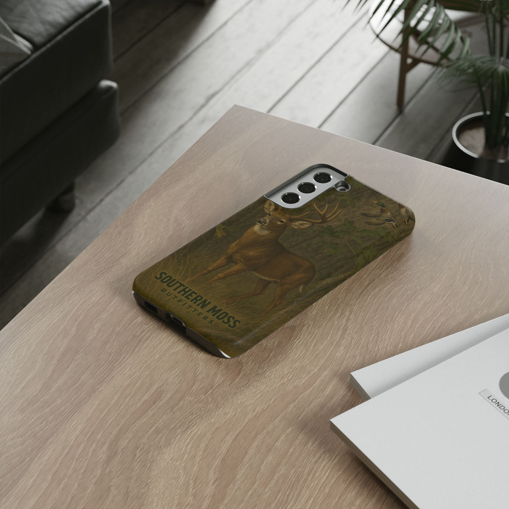 Hunting Phone Case – Deer & Ducks Design | Southern Moss Outfitters | Rugged Camo Outdoor iPhone Case