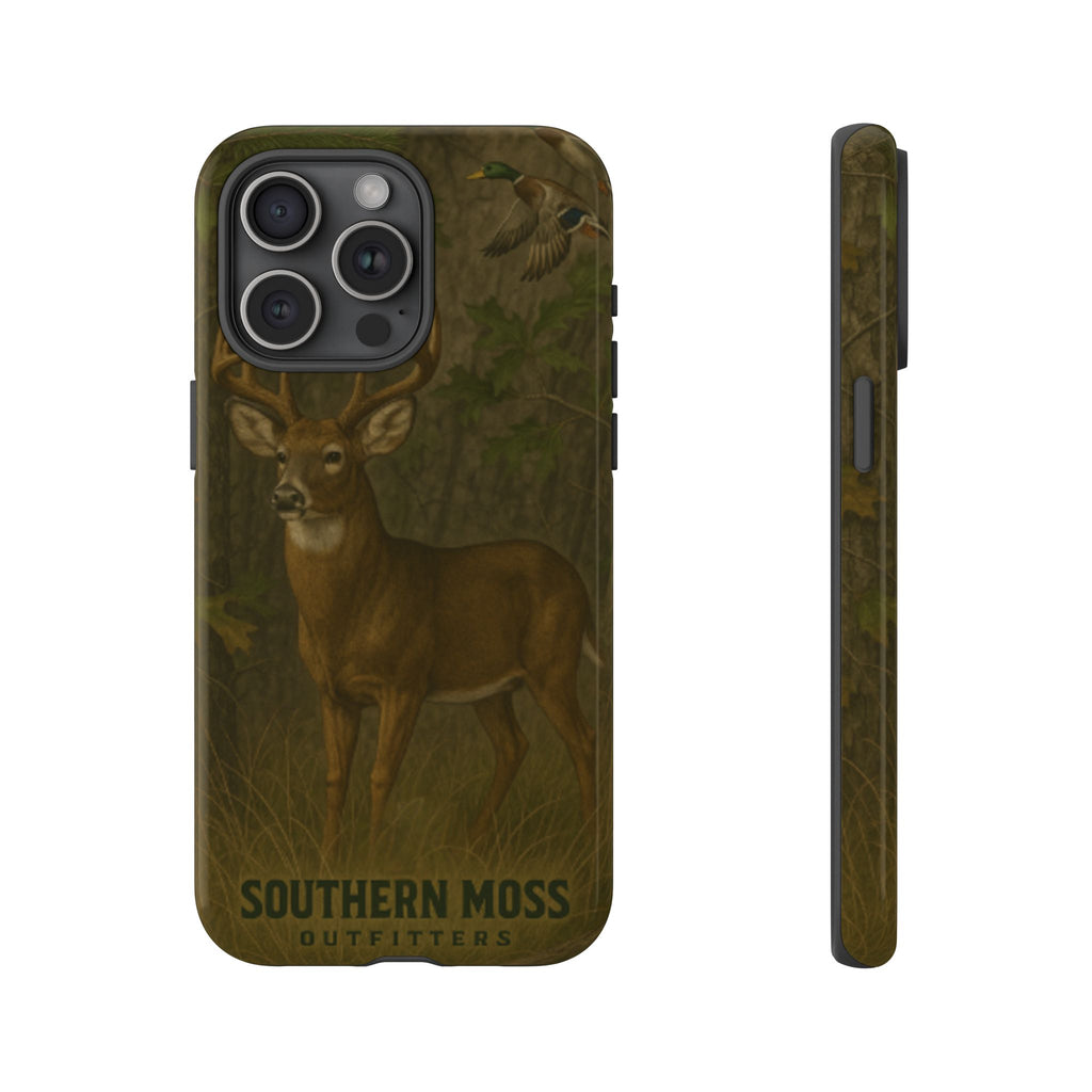 Hunting Phone Case – Deer & Ducks Design | Southern Moss Outfitters | Rugged Camo Outdoor iPhone Case