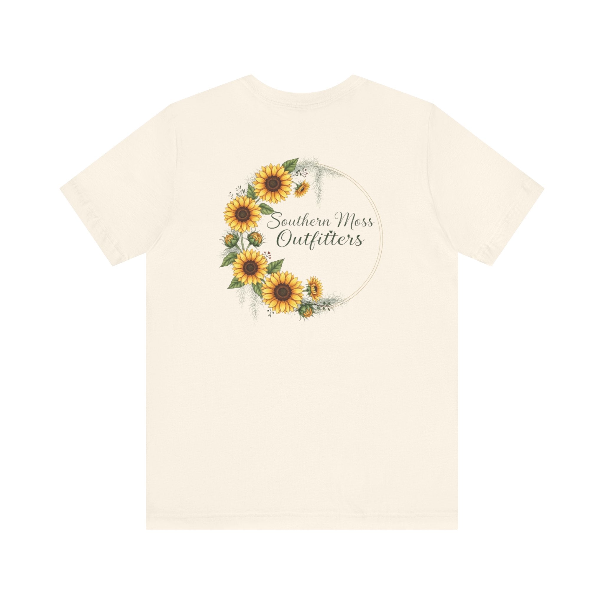 Southern Moss Outfitters Sunflower Graphic Tee Faith, Family & Outdoors Casual Everyday Wear, Gift Idea for Friends,Versatile Style
