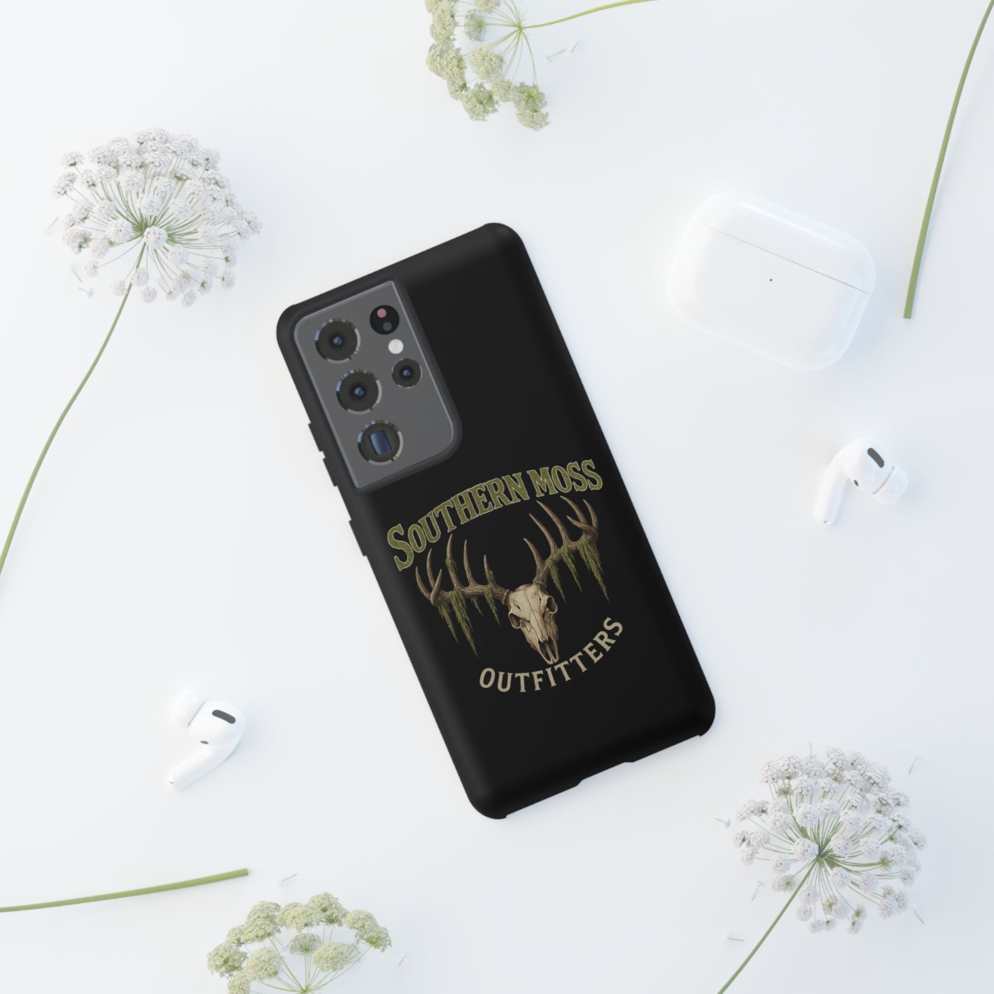 Southern Moss Outfitters Skull Phone Case – Rugged Deer Antler Design, Outdoor Gear, Hunting Accessories, Rustic Style, Gift for Adventurers