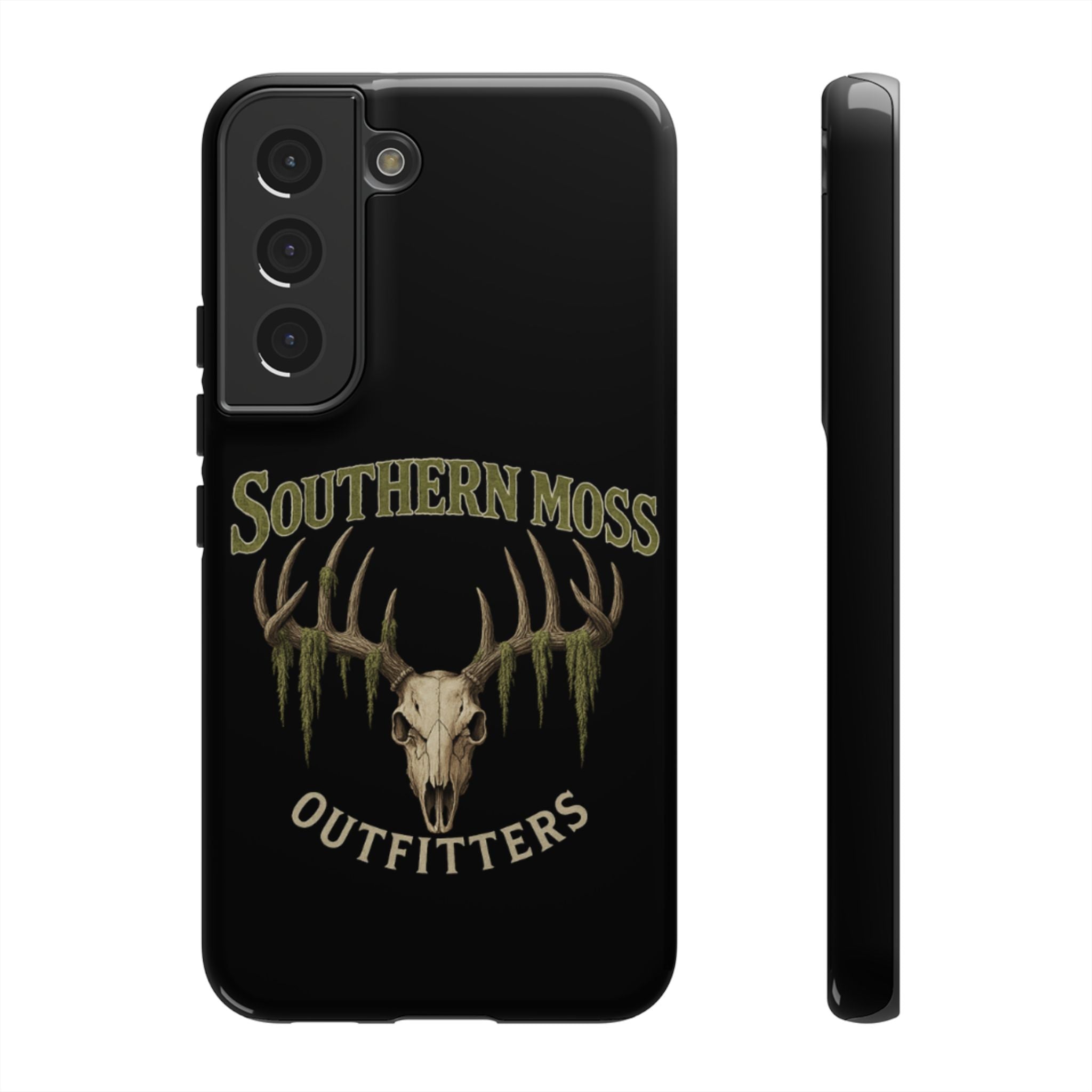Southern Moss Outfitters Skull Phone Case – Rugged Deer Antler Design, Outdoor Gear, Hunting Accessories, Rustic Style, Gift for Adventurers