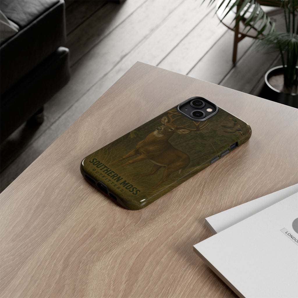 Hunting Phone Case – Deer & Ducks Design | Southern Moss Outfitters | Rugged Camo Outdoor iPhone Case
