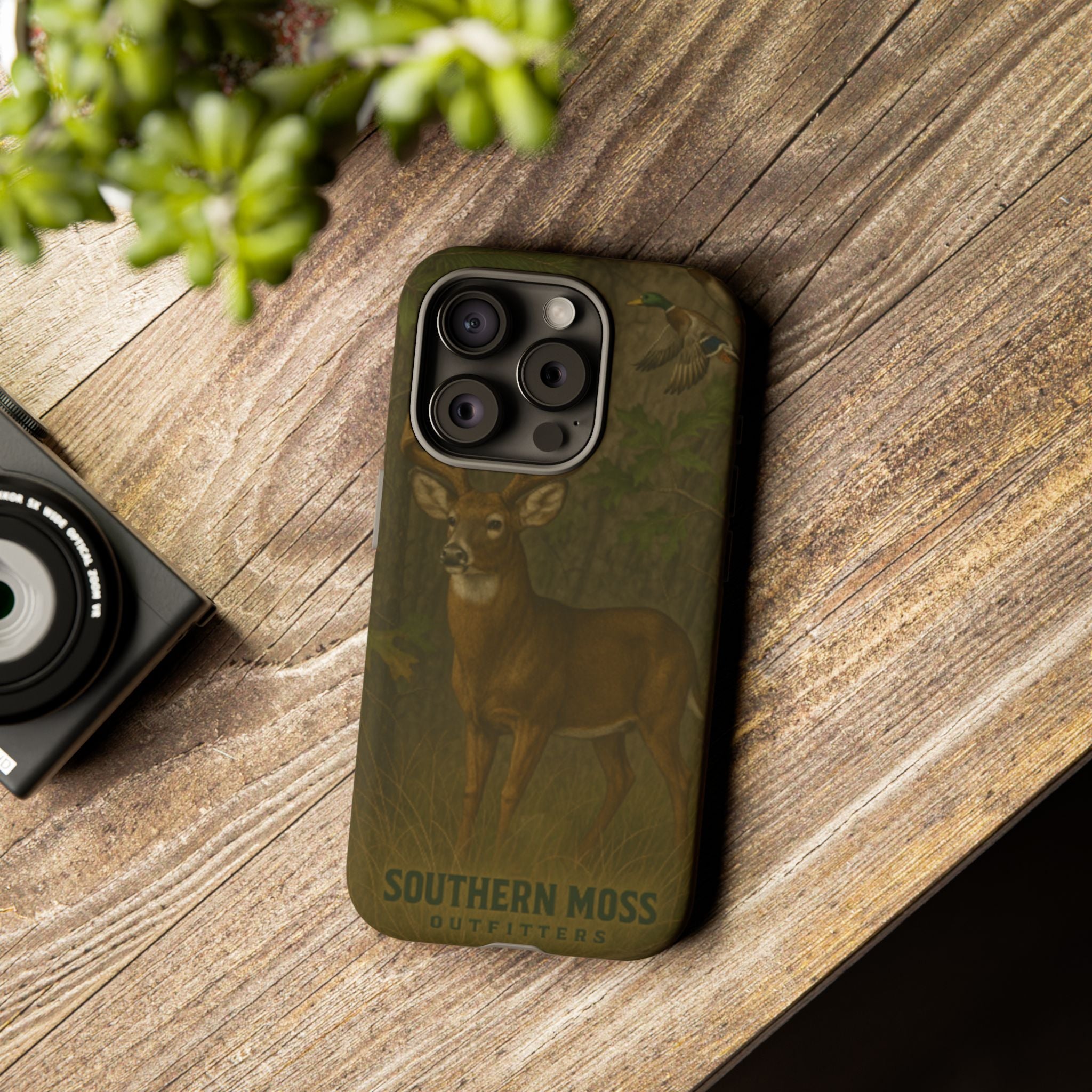 Hunting Phone Case – Deer & Ducks Design | Southern Moss Outfitters | Rugged Camo Outdoor iPhone Case
