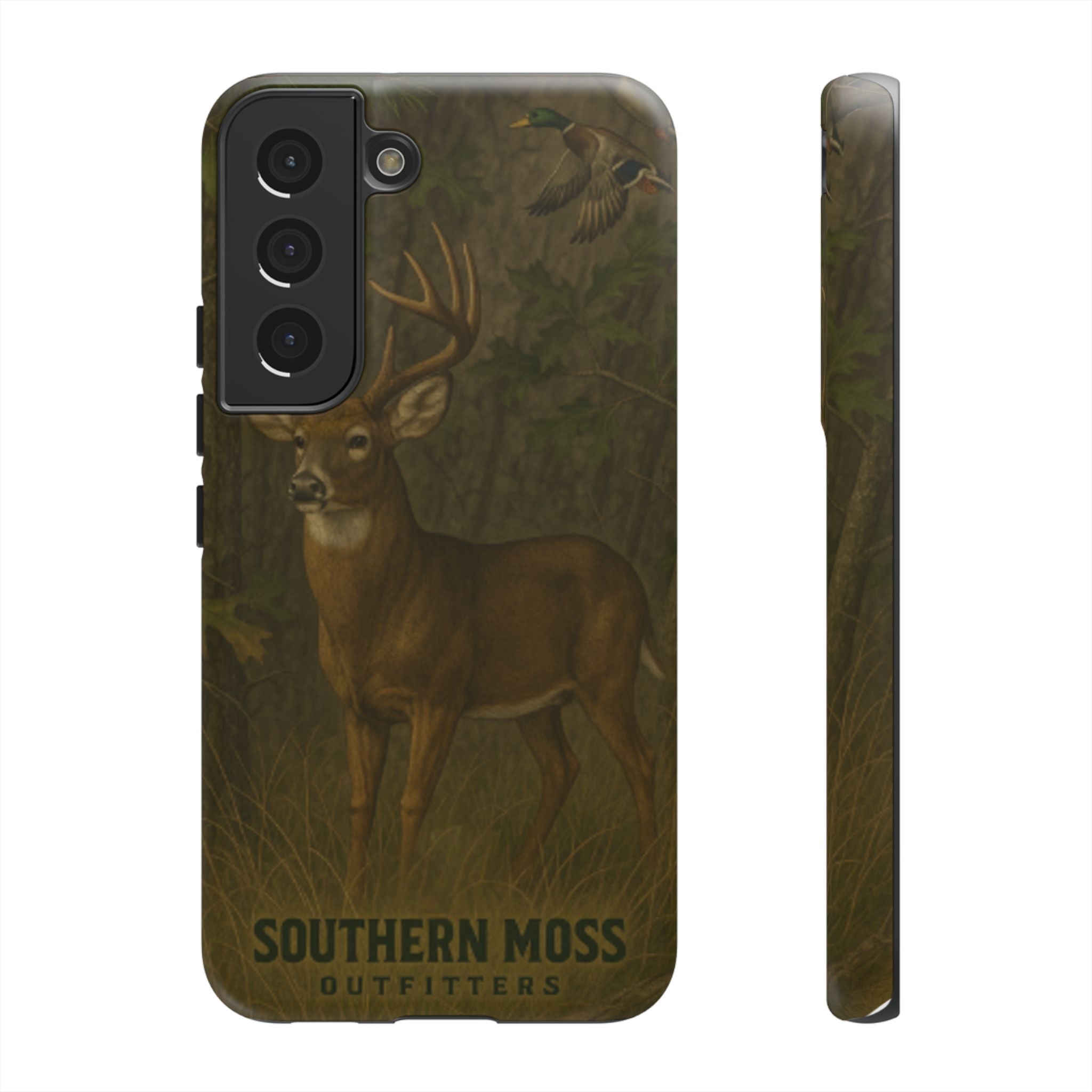 Hunting Phone Case – Deer & Ducks Design | Southern Moss Outfitters | Rugged Camo Outdoor iPhone Case