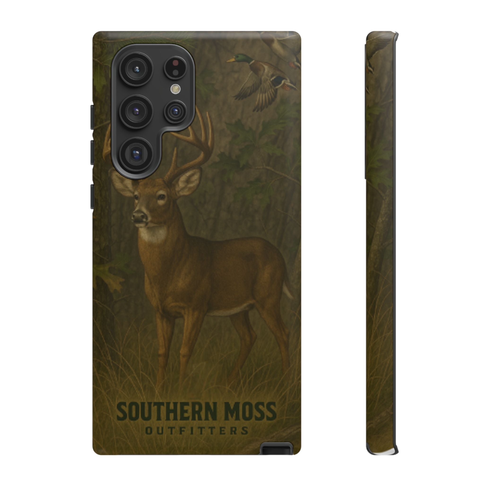 Hunting Phone Case – Deer & Ducks Design | Southern Moss Outfitters | Rugged Camo Outdoor iPhone Case