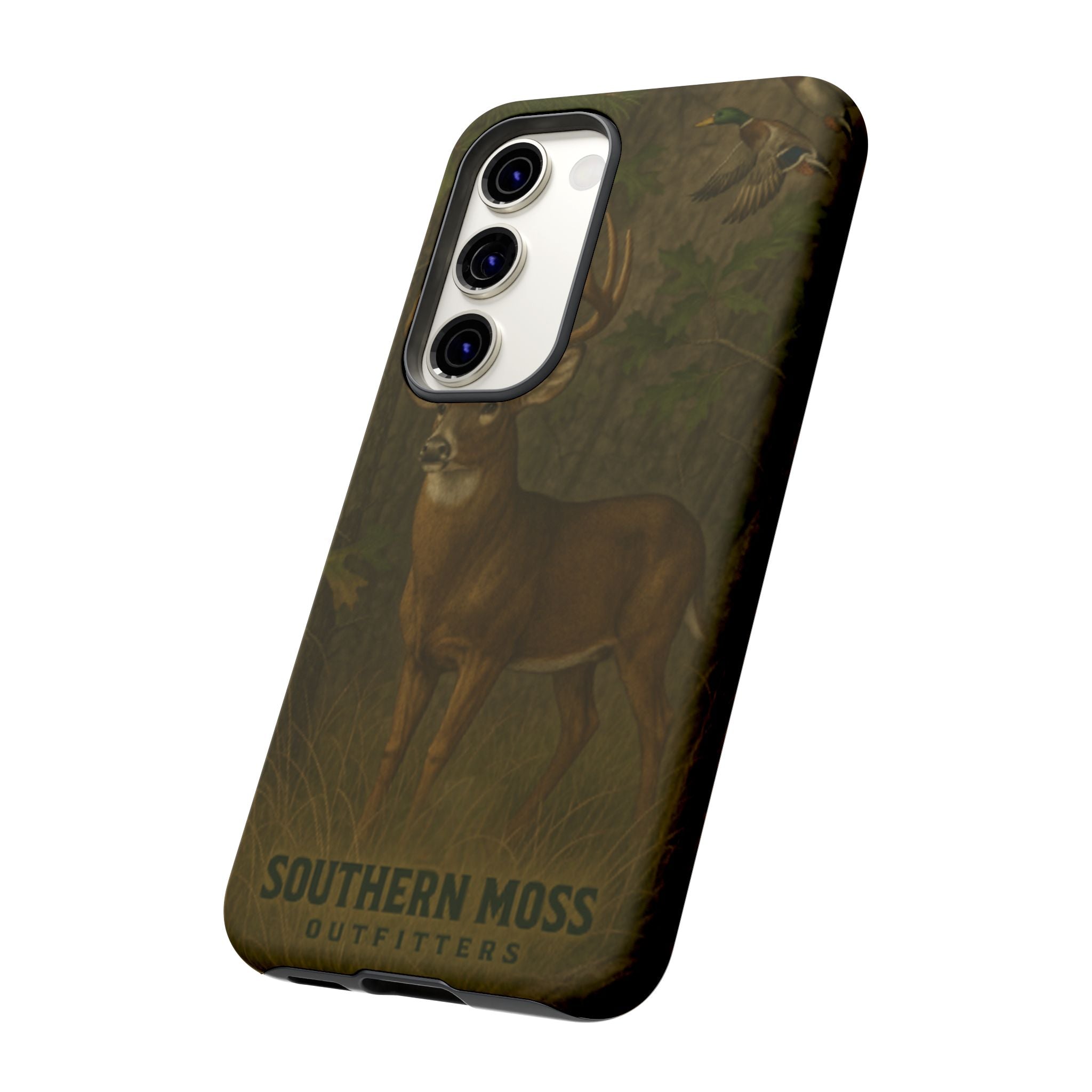 Hunting Phone Case – Deer & Ducks Design | Southern Moss Outfitters | Rugged Camo Outdoor iPhone Case