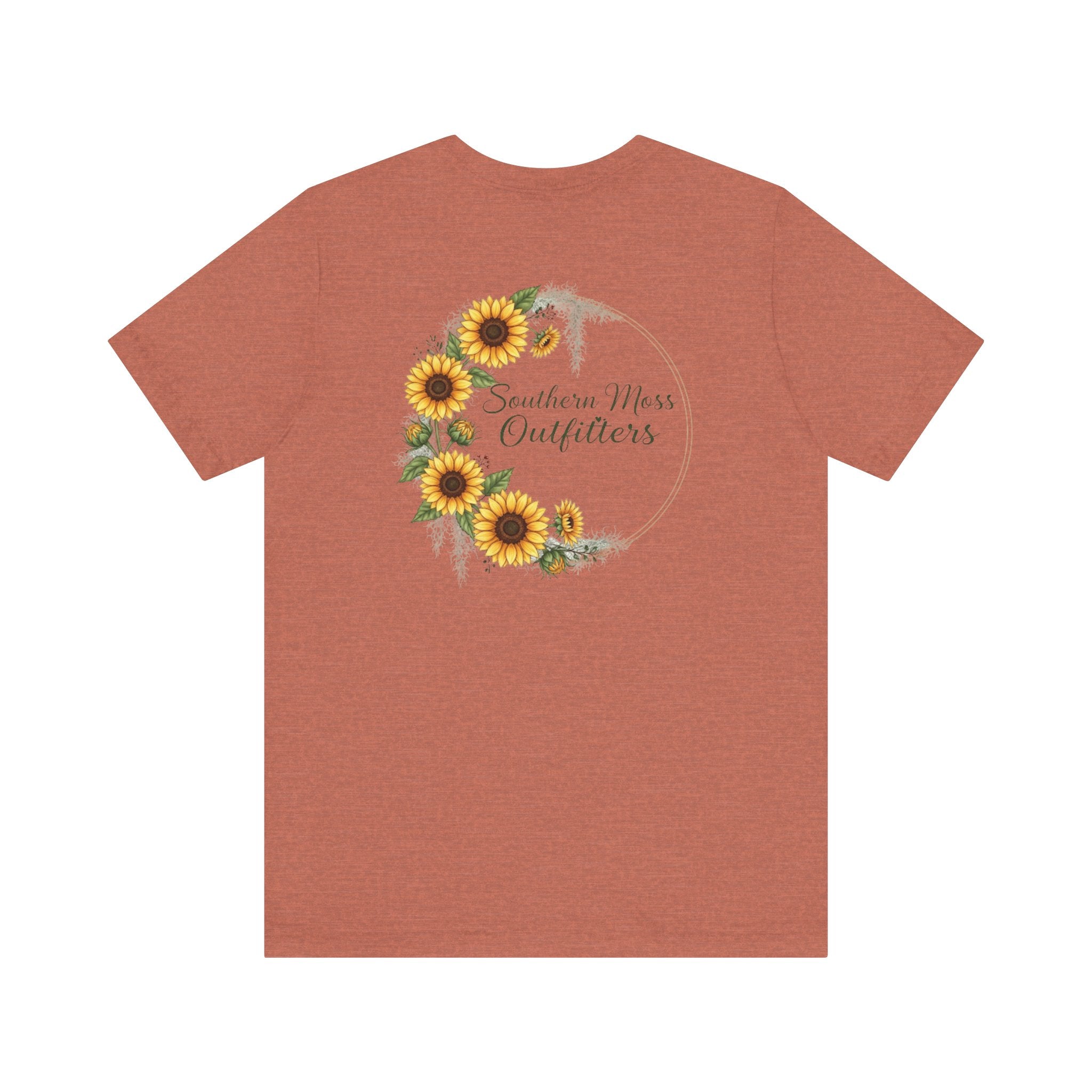 Southern Moss Outfitters Sunflower Graphic Tee Faith, Family & Outdoors Casual Everyday Wear, Gift Idea for Friends,Versatile Style