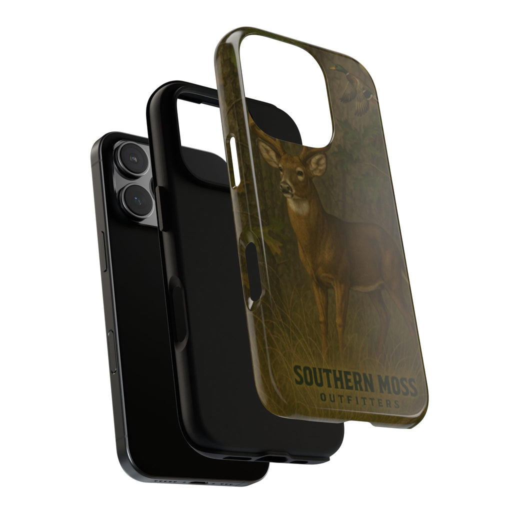 Hunting Phone Case – Deer & Ducks Design | Southern Moss Outfitters | Rugged Camo Outdoor iPhone Case