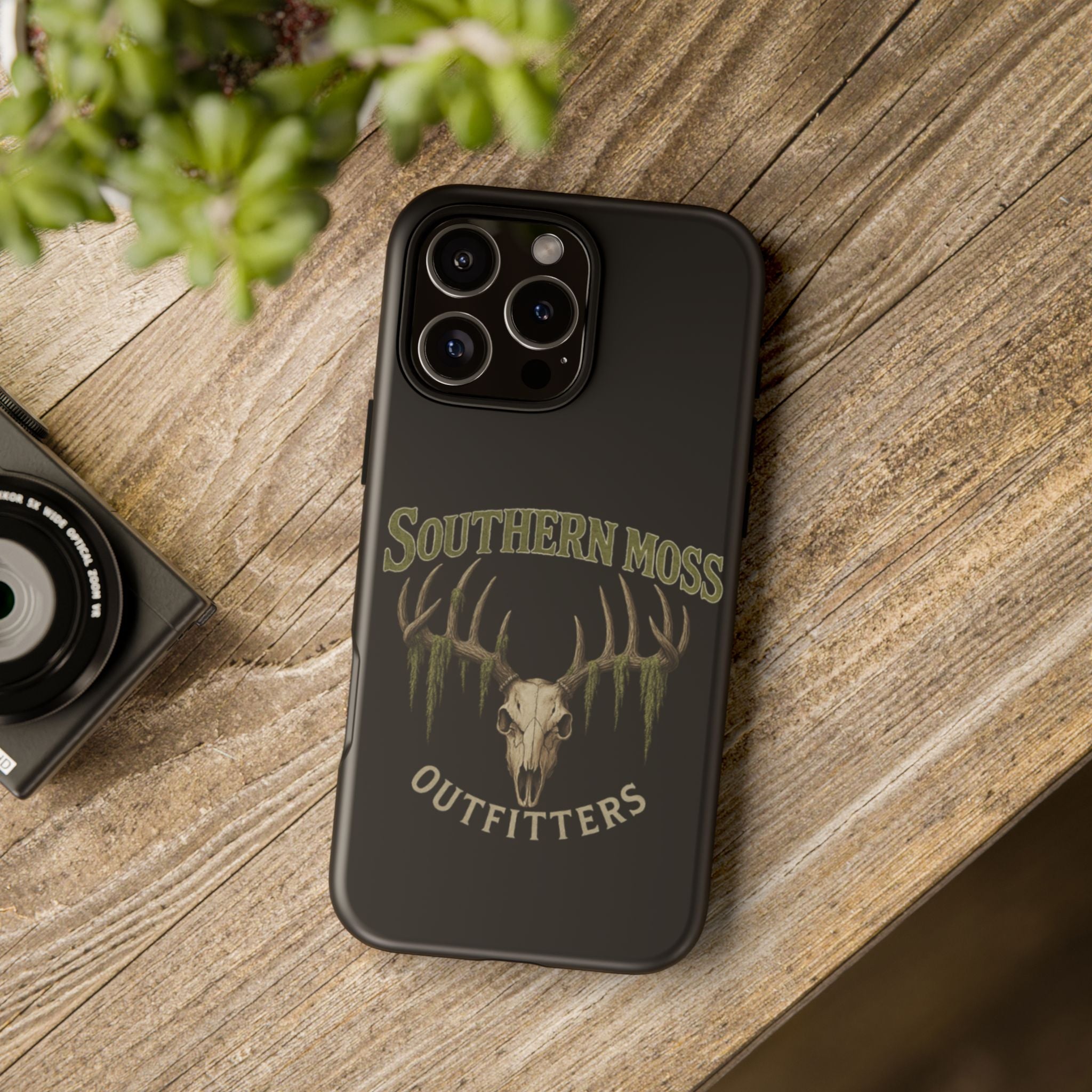 Southern Moss Outfitters Skull Phone Case – Rugged Deer Antler Design, Outdoor Gear, Hunting Accessories, Rustic Style, Gift for Adventurers