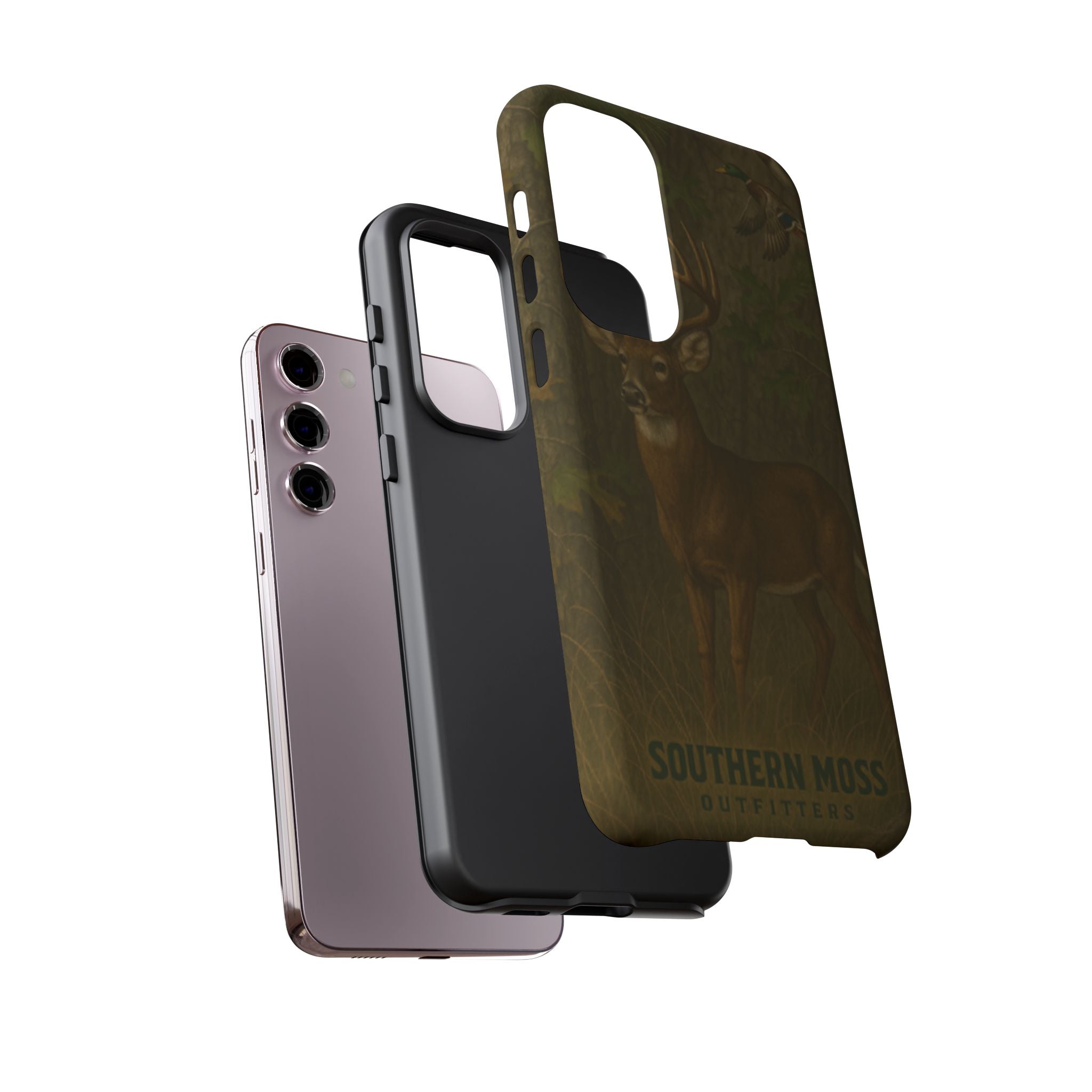 Hunting Phone Case – Deer & Ducks Design | Southern Moss Outfitters | Rugged Camo Outdoor iPhone Case