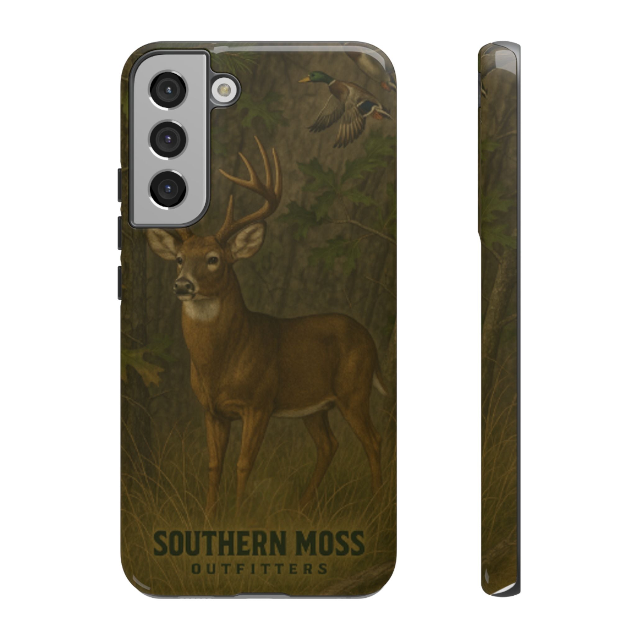 Hunting Phone Case – Deer & Ducks Design | Southern Moss Outfitters | Rugged Camo Outdoor iPhone Case
