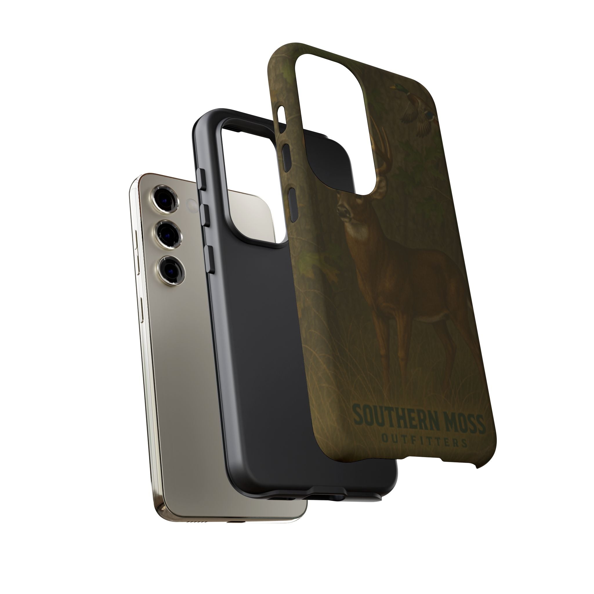 Hunting Phone Case – Deer & Ducks Design | Southern Moss Outfitters | Rugged Camo Outdoor iPhone Case