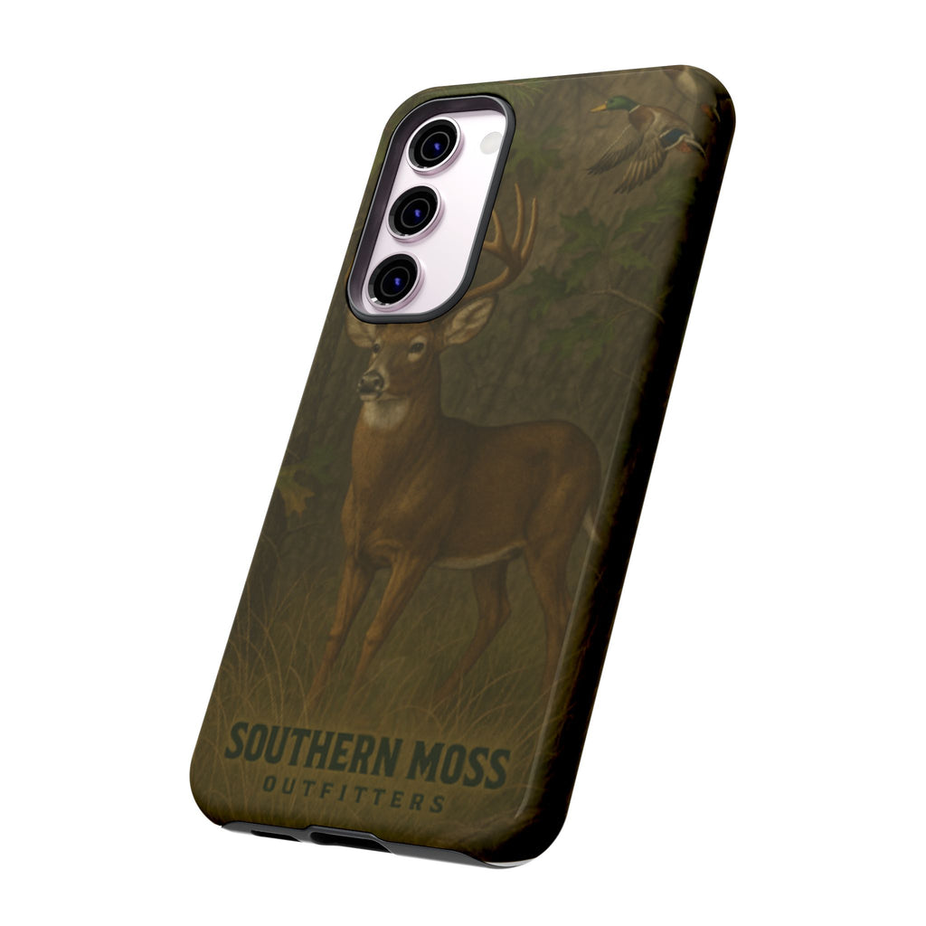 Hunting Phone Case – Deer & Ducks Design | Southern Moss Outfitters | Rugged Camo Outdoor iPhone Case