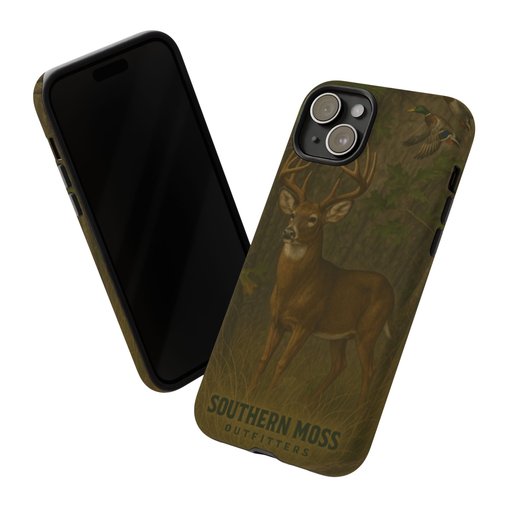 Hunting Phone Case – Deer & Ducks Design | Southern Moss Outfitters | Rugged Camo Outdoor iPhone Case