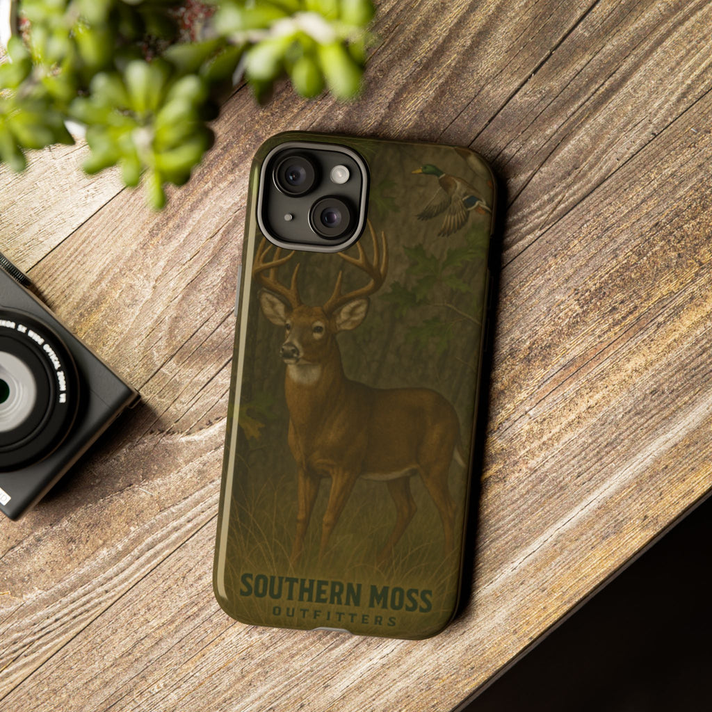 Hunting Phone Case – Deer & Ducks Design | Southern Moss Outfitters | Rugged Camo Outdoor iPhone Case