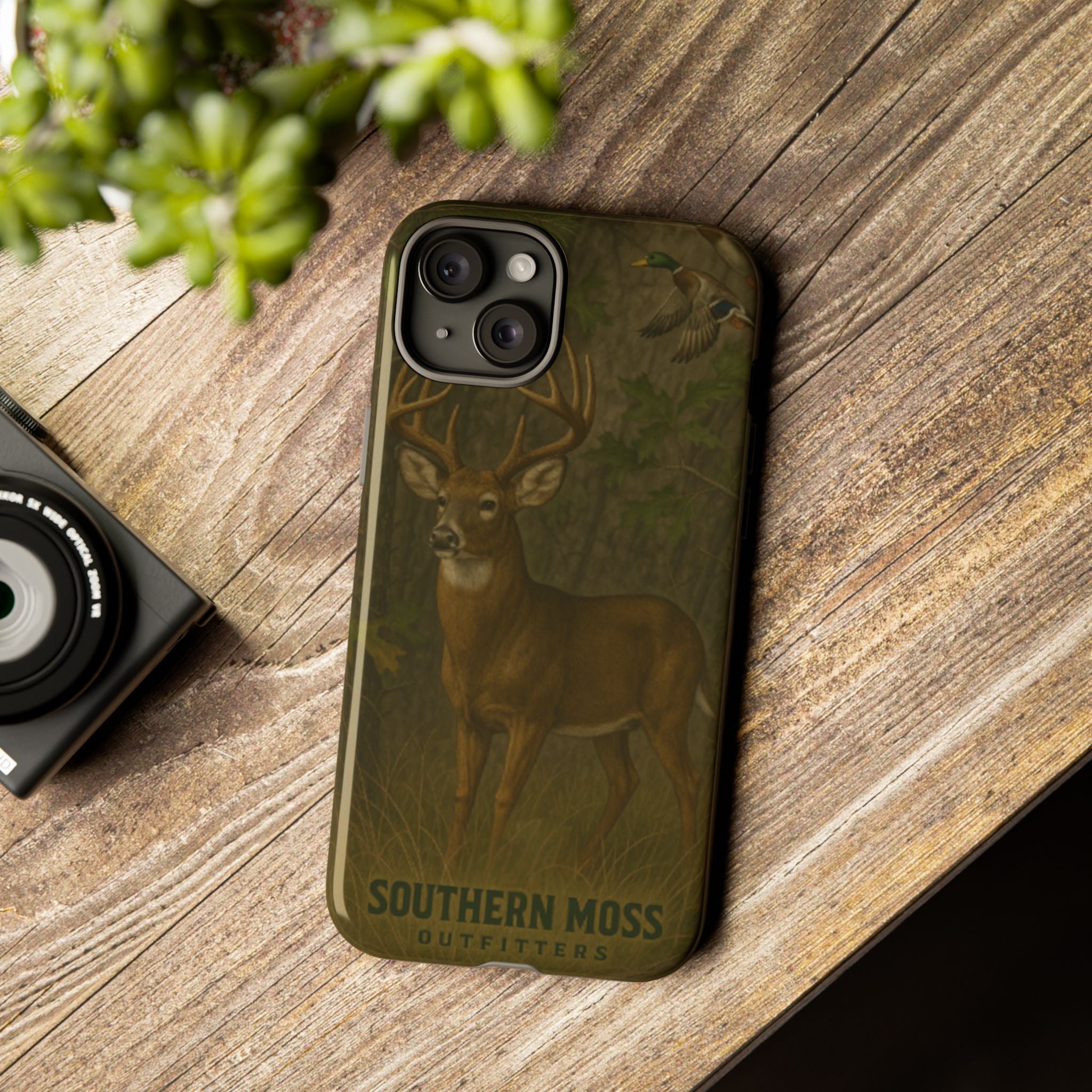 Hunting Phone Case – Deer & Ducks Design | Southern Moss Outfitters | Rugged Camo Outdoor iPhone Case